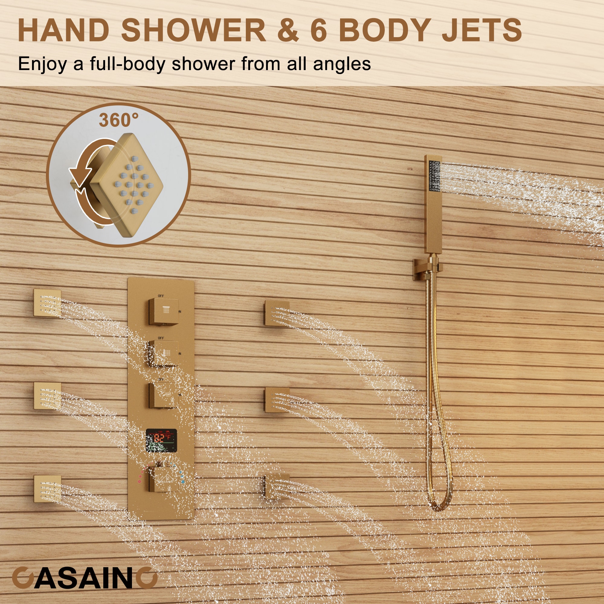 CASAINC KCHS0017-12BG Showerhead-Bar-Panels - View #9