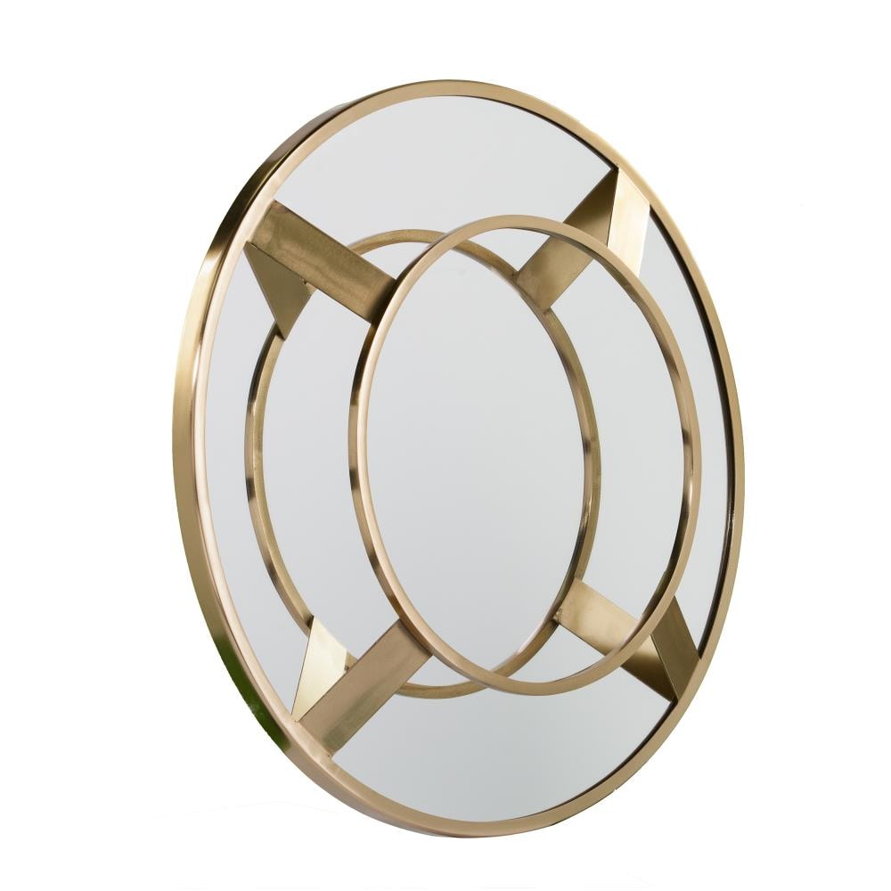 Boston Loft Furnishings ATG7278WS Fels 27.25-Inches W x 27.25-Inches H Round Bright brass Framed Wall Mirror