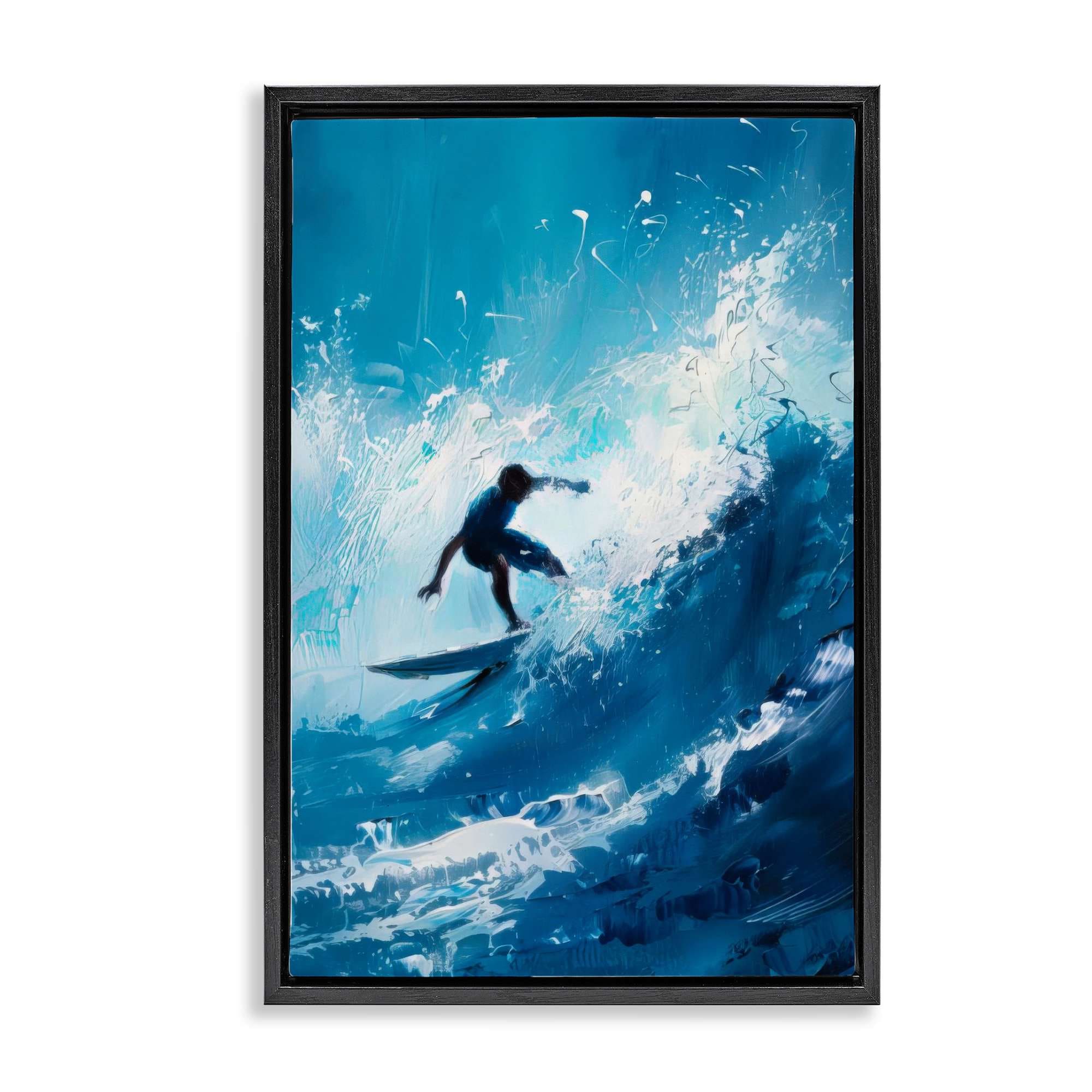 Stupell Industries BT-719-FFB-16X24 Surfer and  Splashing Wave Floating Frame design by LSR Design Studio