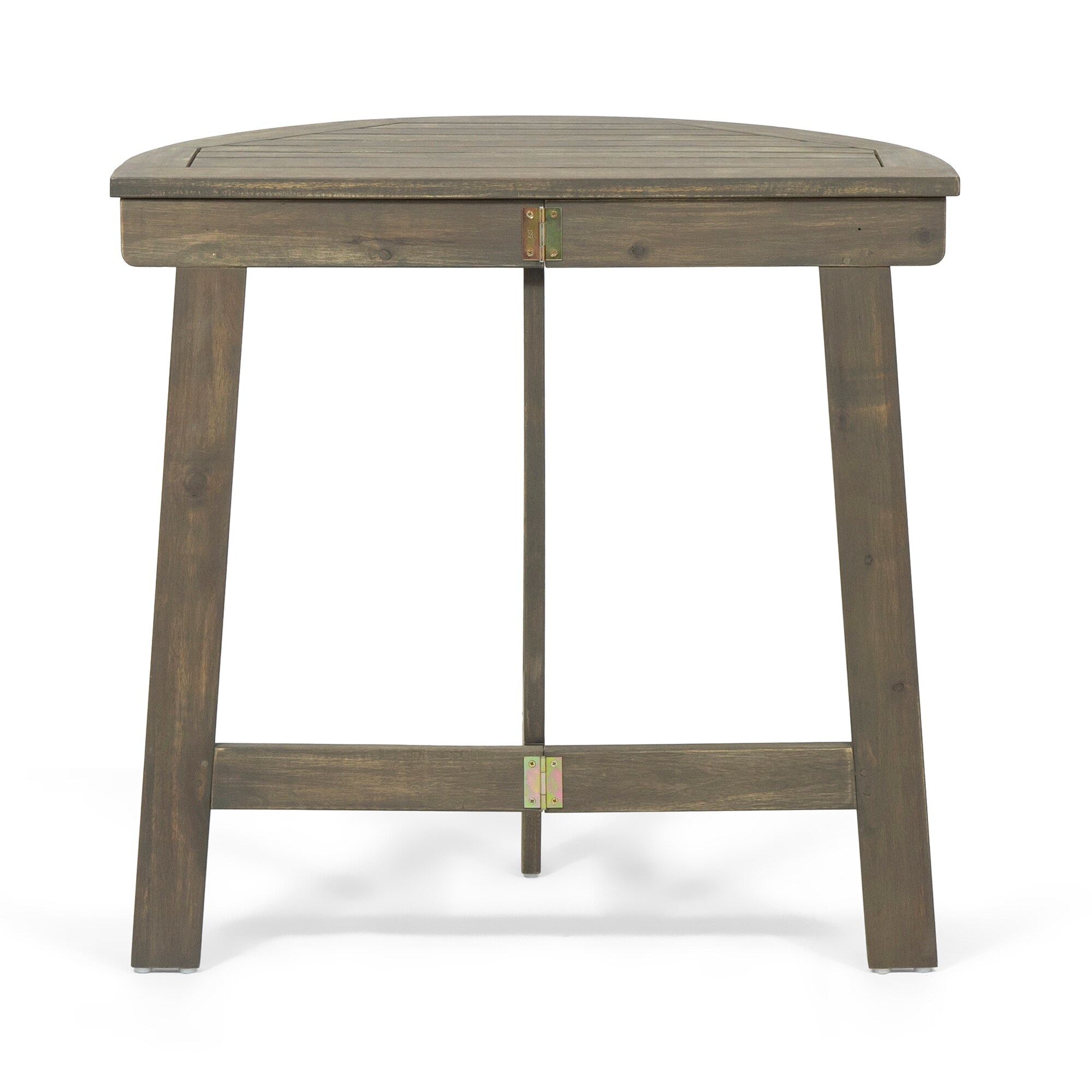 ToolCat Outdoor Half Round Folding Acacia Wood Bistro Table, Grey ...