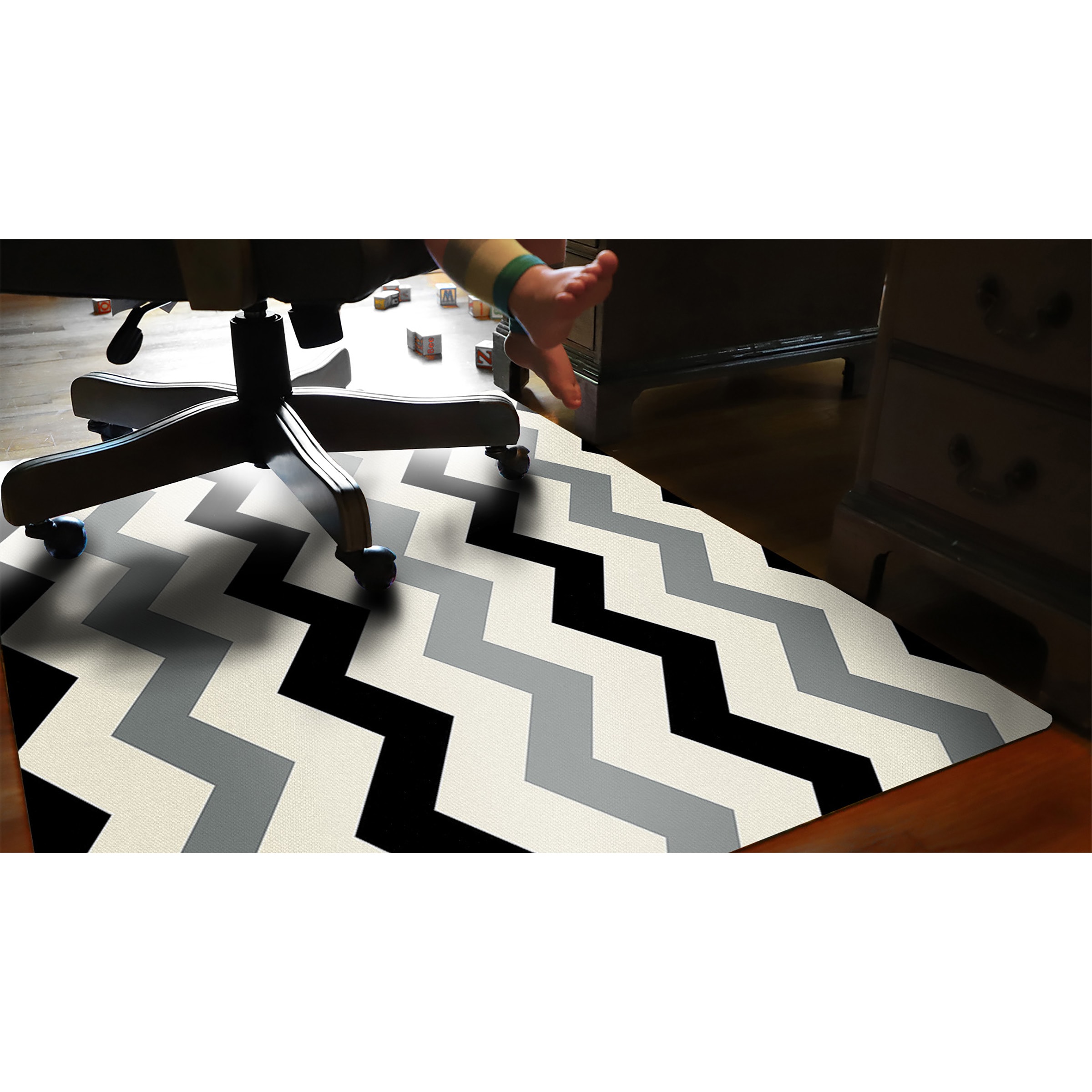 Bungalow Flooring 2285820034 3-ft x 4-ft Black Polyester Rectangular Indoor Decorative Chair mat