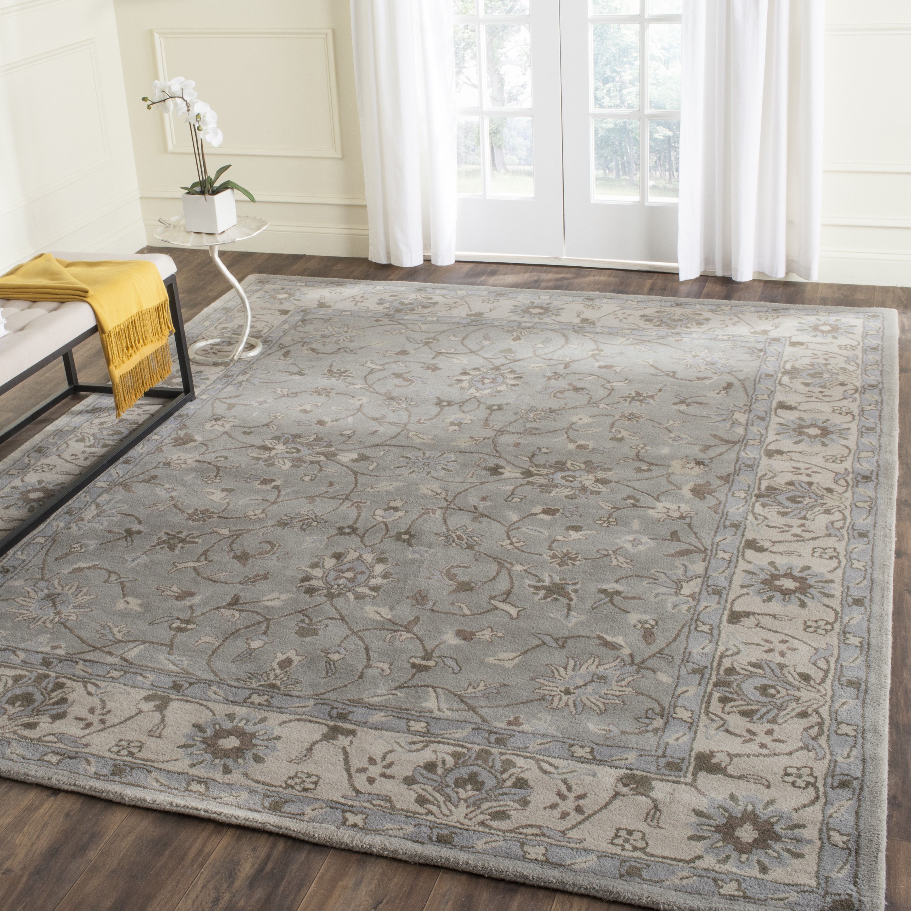 Safavieh HG862A-810 Heritage Royal 8 x 10 (ft) Tufted Wool Beige/Gray Rectangular Indoor Floral/Botanical Oriental Area rug