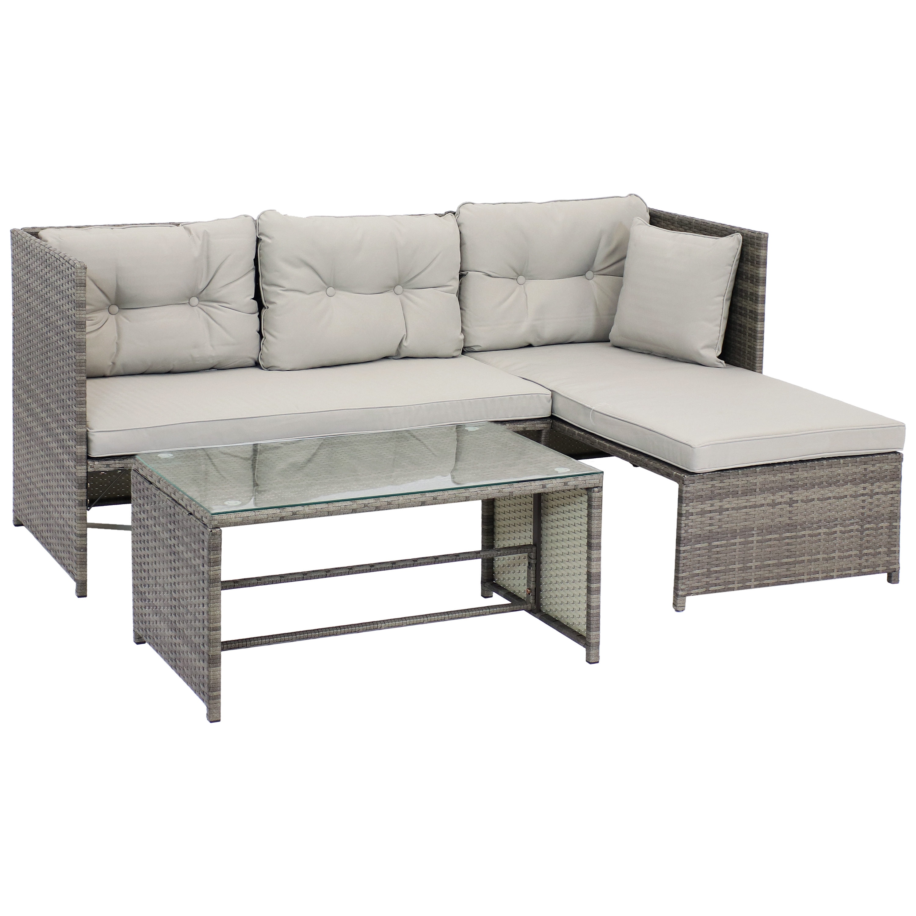 geluid Heup Dekking Sunnydaze Decor Sunnydaze Longford High-Back Rattan Chaise Sofa Patio  Sectional Furniture Set - Stone Gray in the Patio Sectionals & Sofas  department at Lowes.com