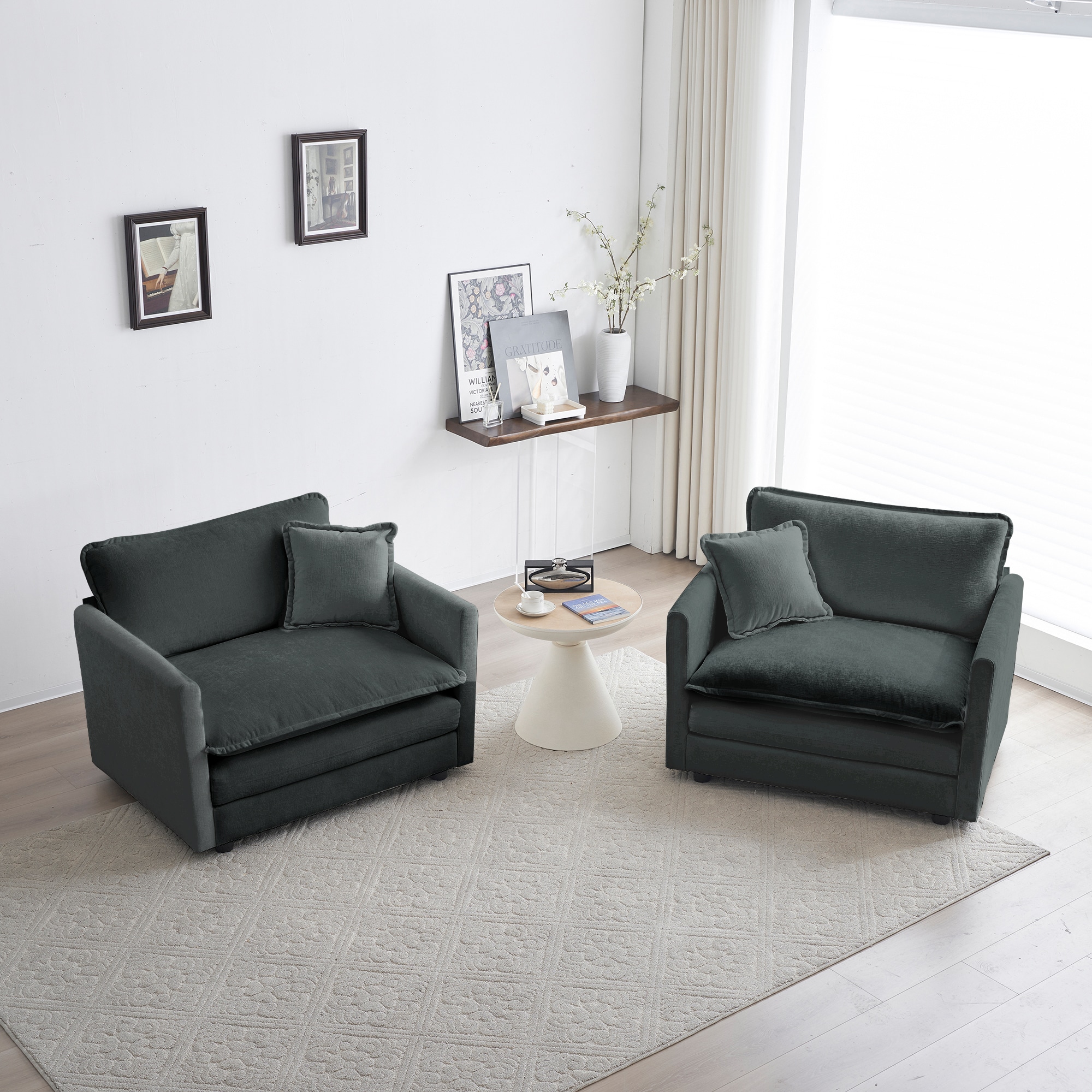 GDFStudio 326711 Lincoln Chenille Upholstered Armchair with PillowÔºàSet of 2Ôºâ