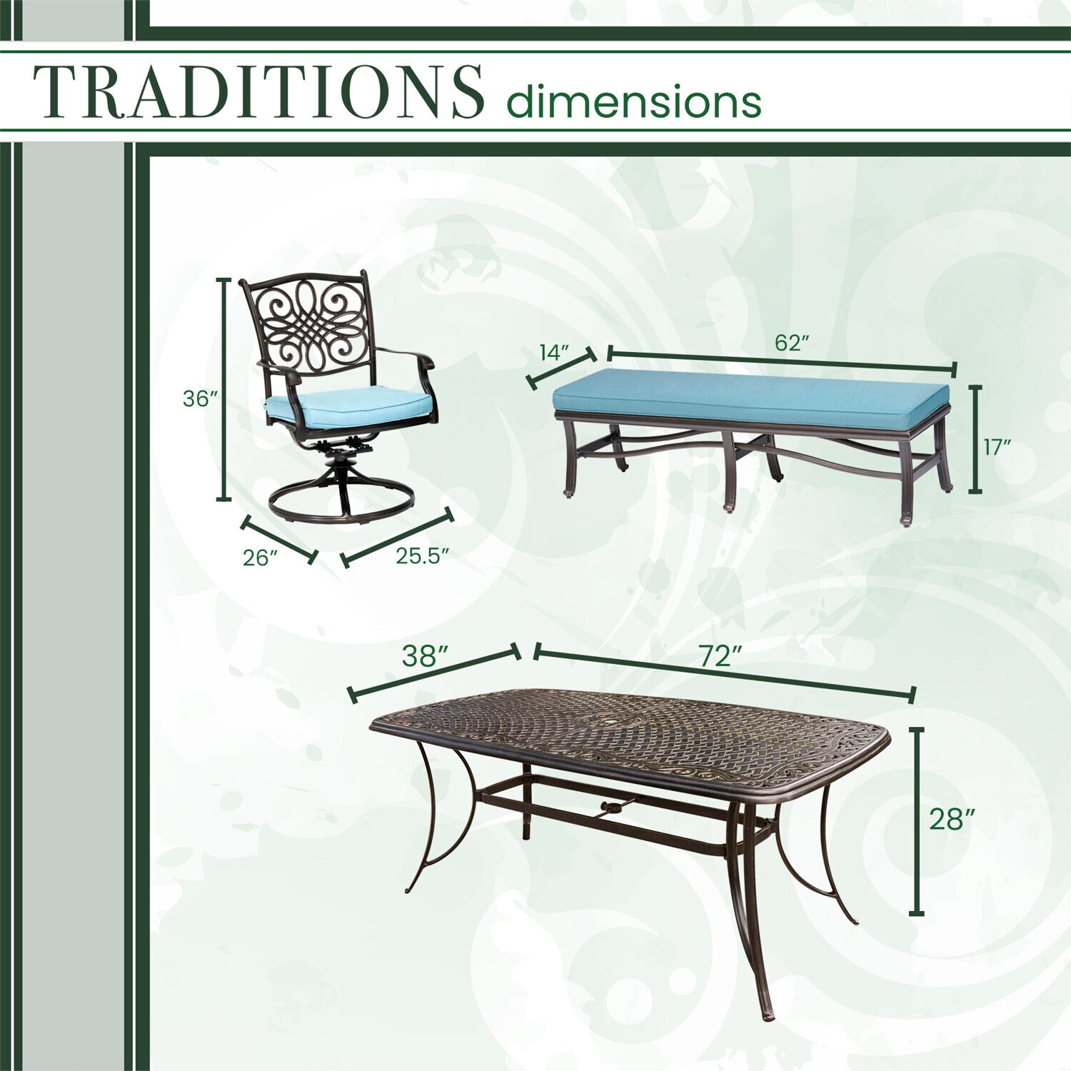 Hanover TRADDN5PCSW2BN-BLU Patio-Dining-Sets - View #3