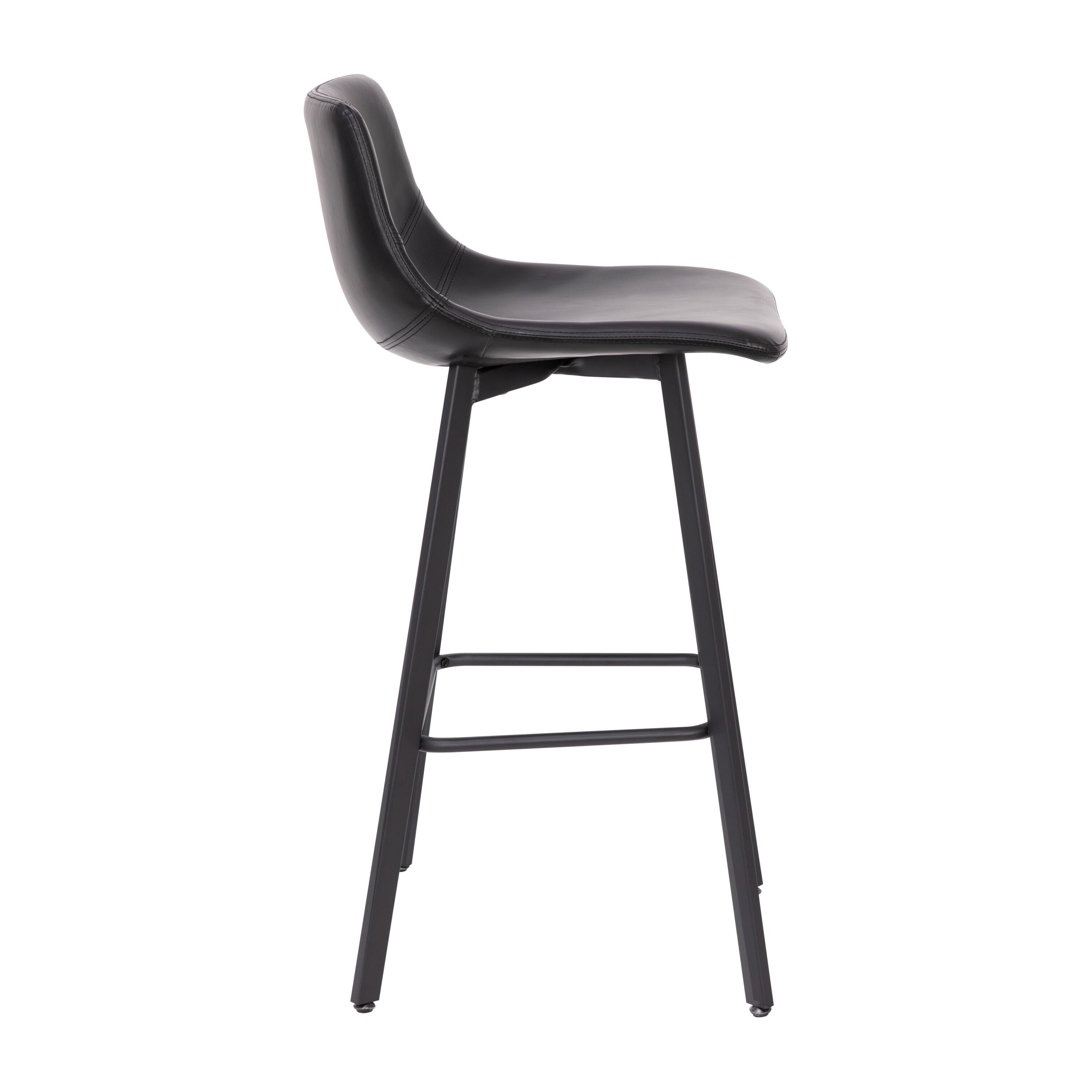Black Faux Leather and Metal Counter Stool Set