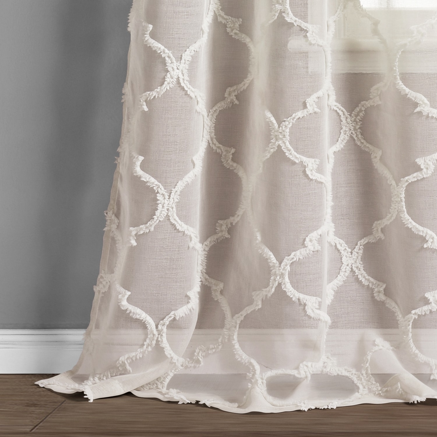 Beige Sheer Grommet Top Polyester Window Panels, 38" x 95", Set of 2