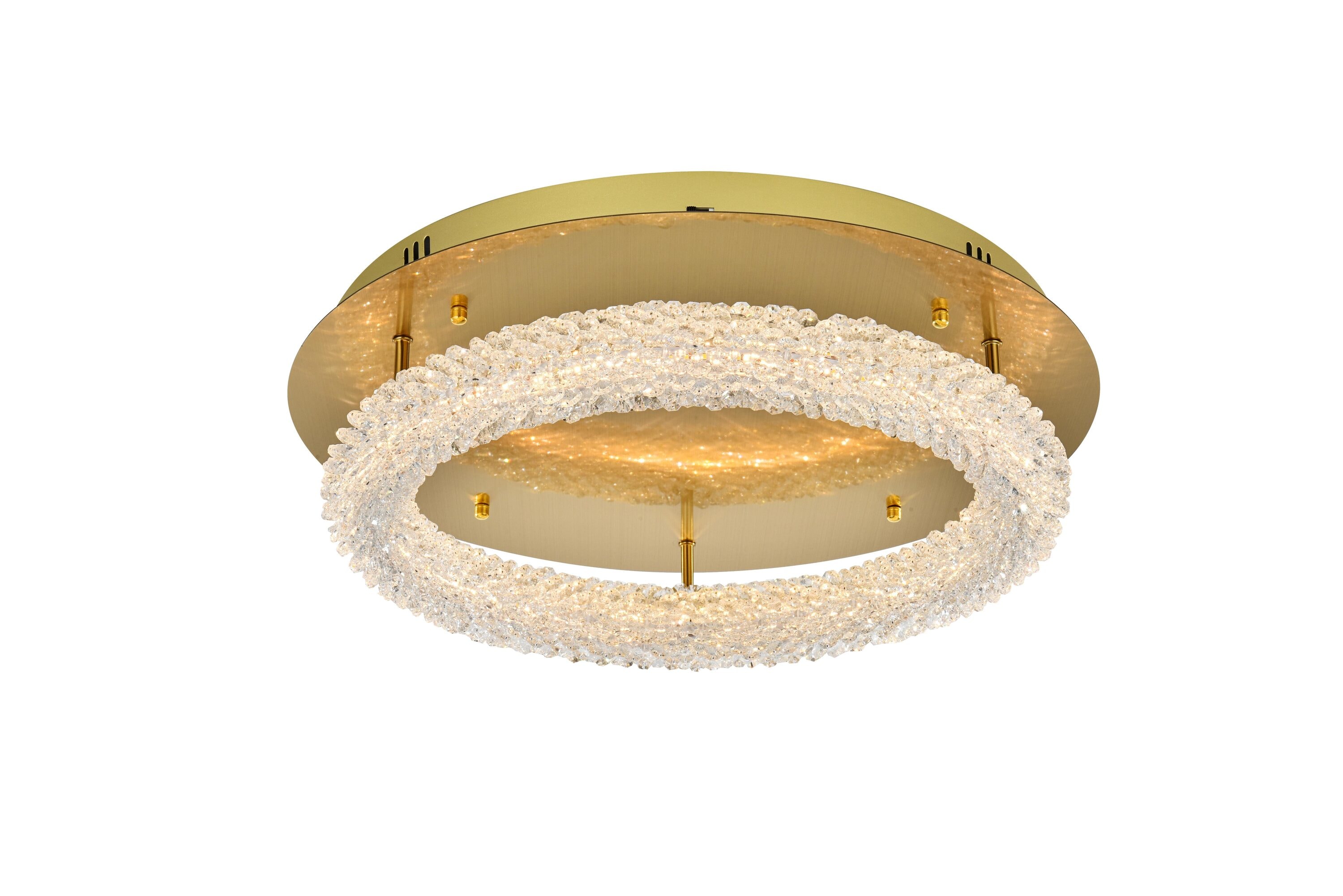 Bowen 22" Satin Gold Crystal LED Flush Mount Light