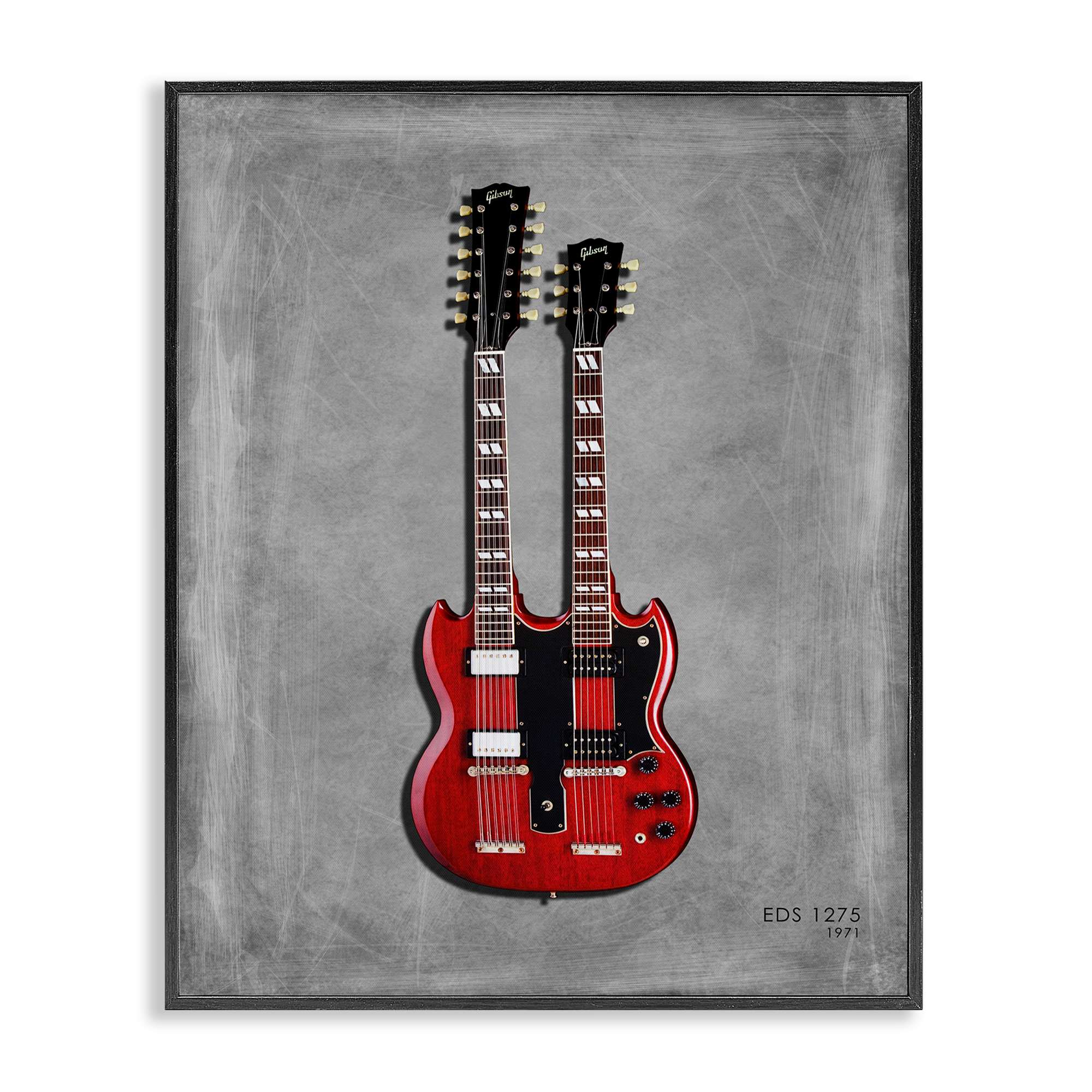 Stupell Industries BS-528-FR-24X30 Red Double Neck Guitar Black Framed Giclee Art By Mark Rogan 24 x 30