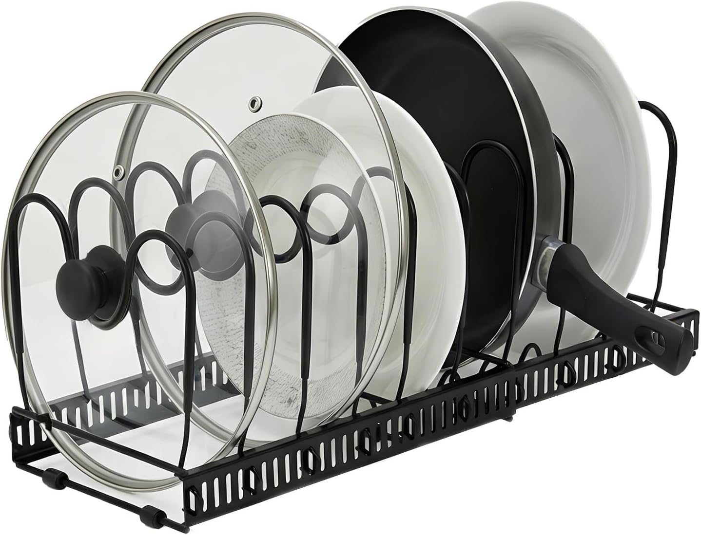 GAOMON Cabinet door mount pot lid rack metal lid holder durable space saving easy install rust resistant black
