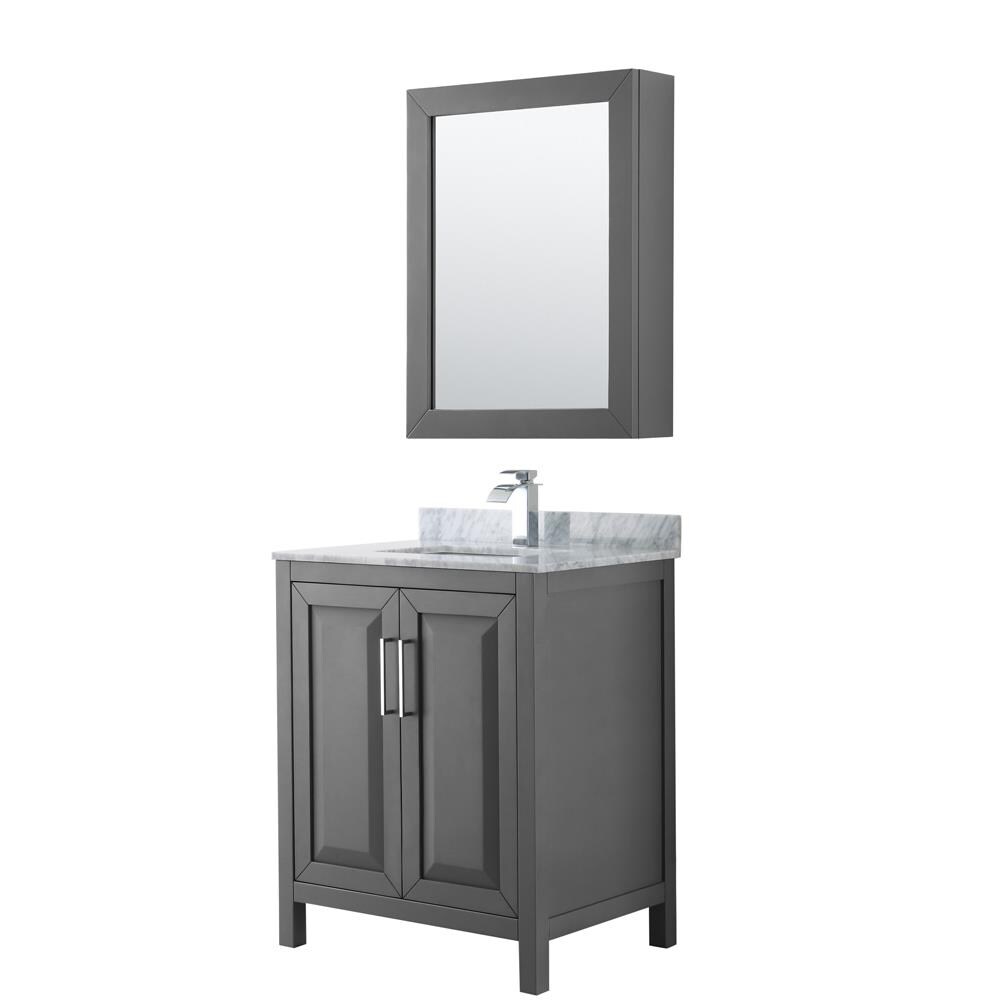 Wyndham Collection Daria 30-in Dark Espresso Single Sink Bathroom Vanity with White Carrara Marble Natural Marble Top