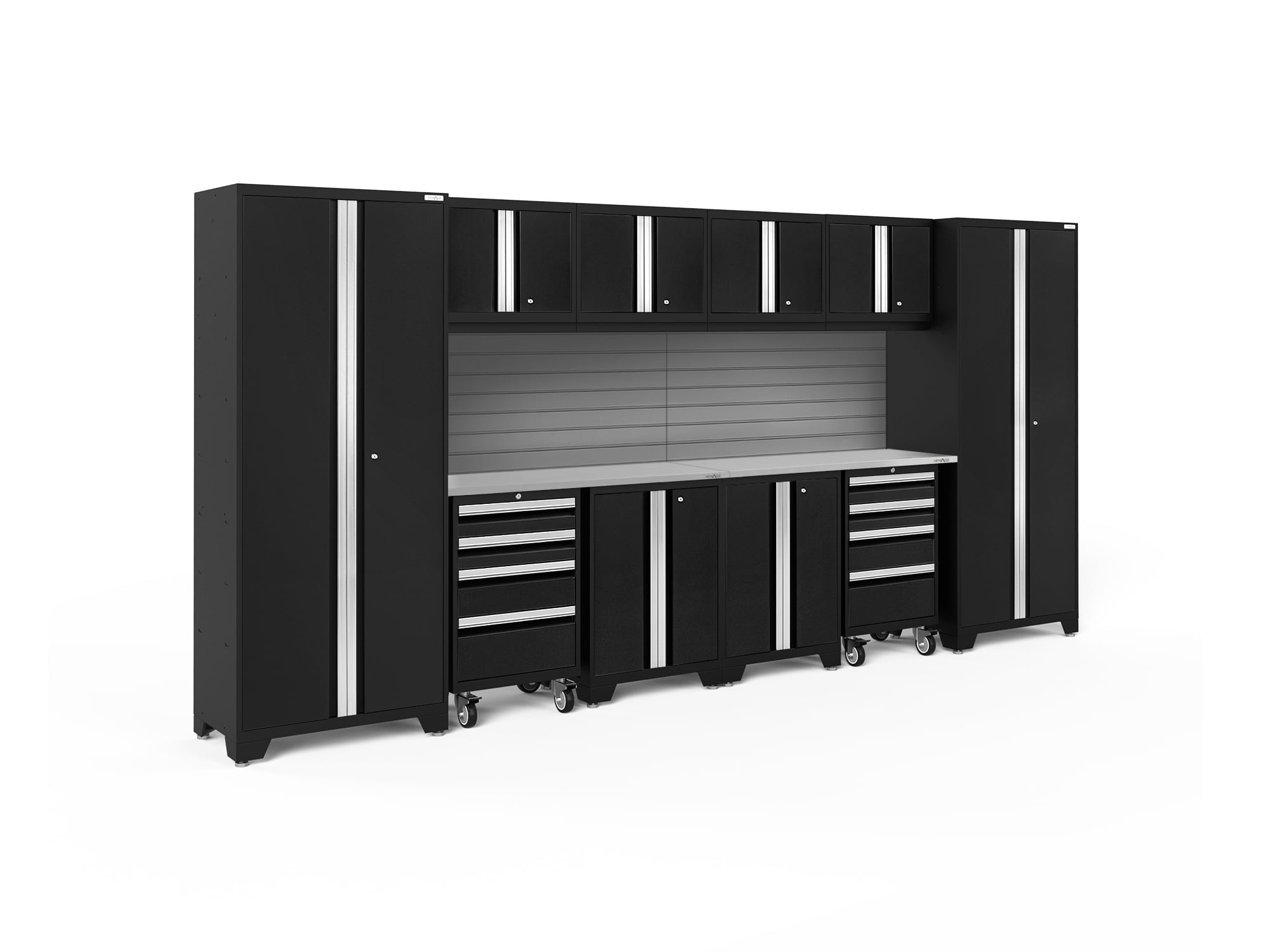 NewAge Products 63207 156-in W x 76.75-in H x 18-in D 10 -Cabinets Steel Black Garage Storage System
