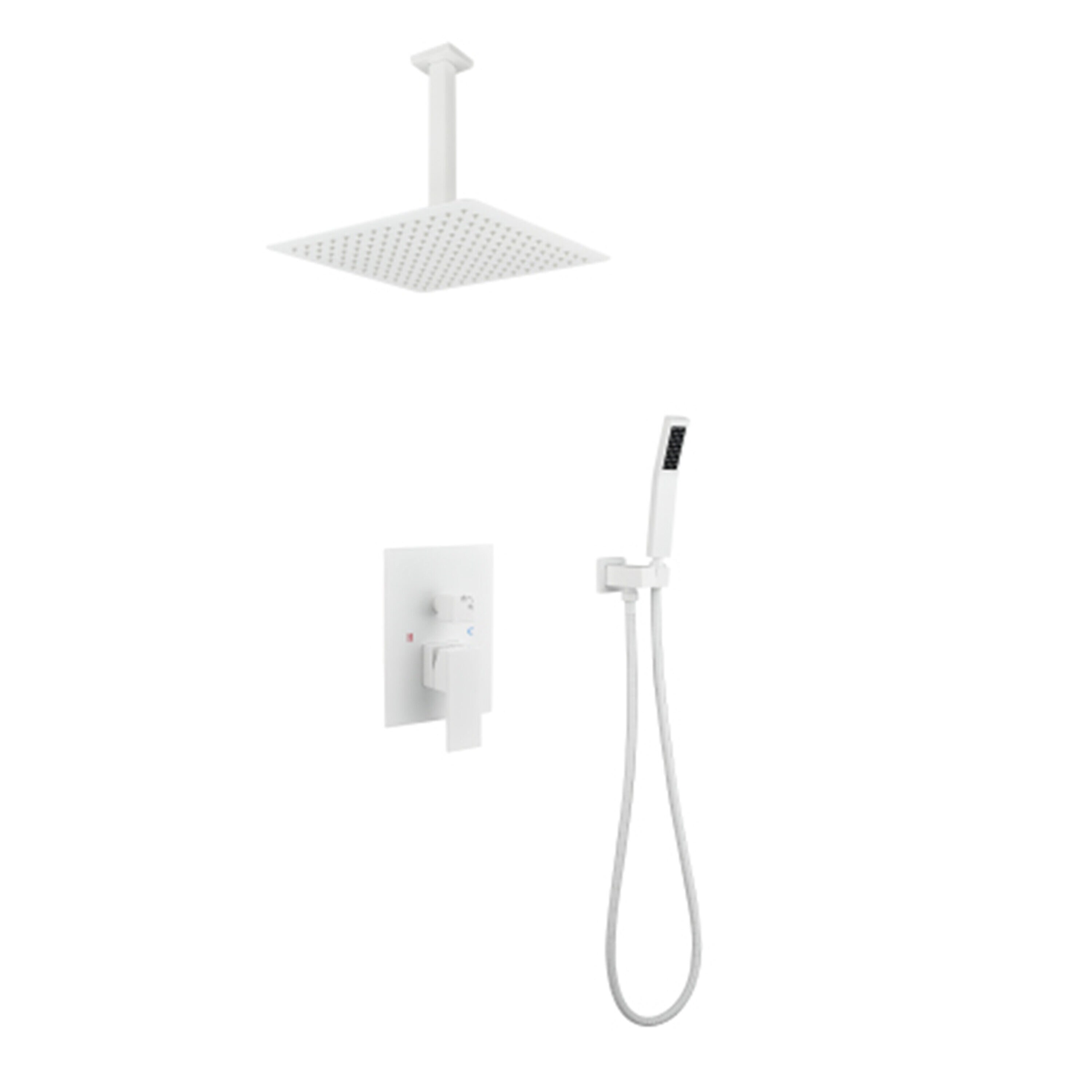 Mondawe MO2752DT-WHC Matte Black 10-Inches Built-In Shower Faucet System with 2-way Diverter ( Pressure-balanced Valve Included )