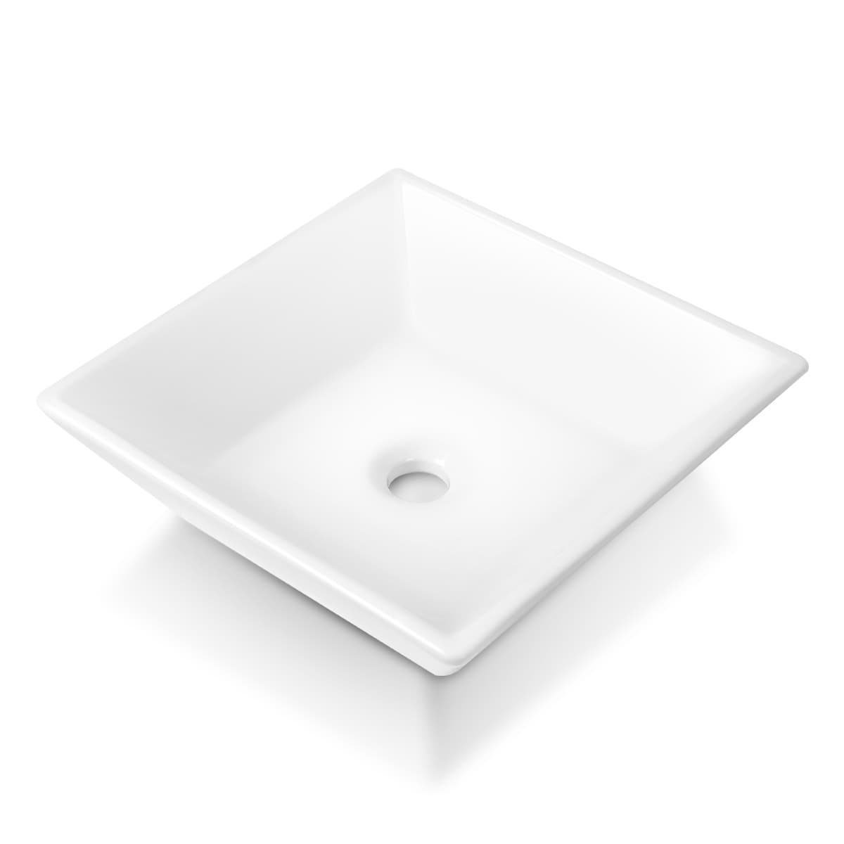 Sinber BVS1616A-OL Ceramic Vessel Square Modern White Bathroom Sink ( 16.14-Inches x 16.1-Inches )