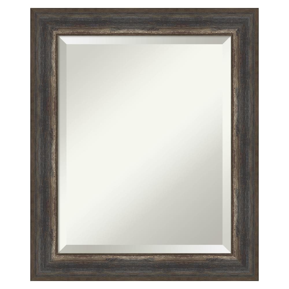 Amanti Art DSW4960750 Alta 20.5-in x 24.5-in Framed Rectangle Bathroom Vanity Mirror ( Distressed Black,Brown,Silver )