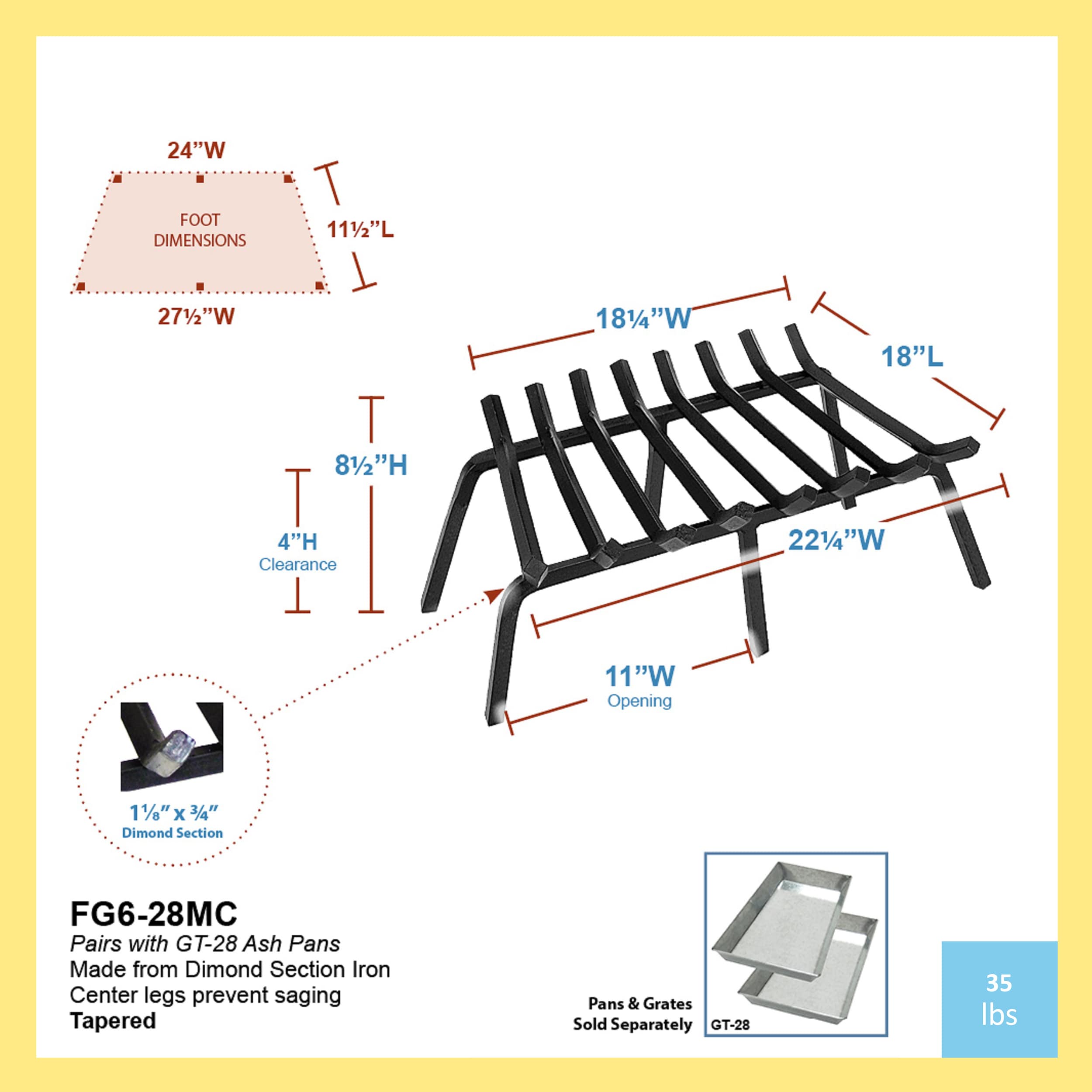 Minuteman International FG6-28MC Fireplace-Grates - View #3