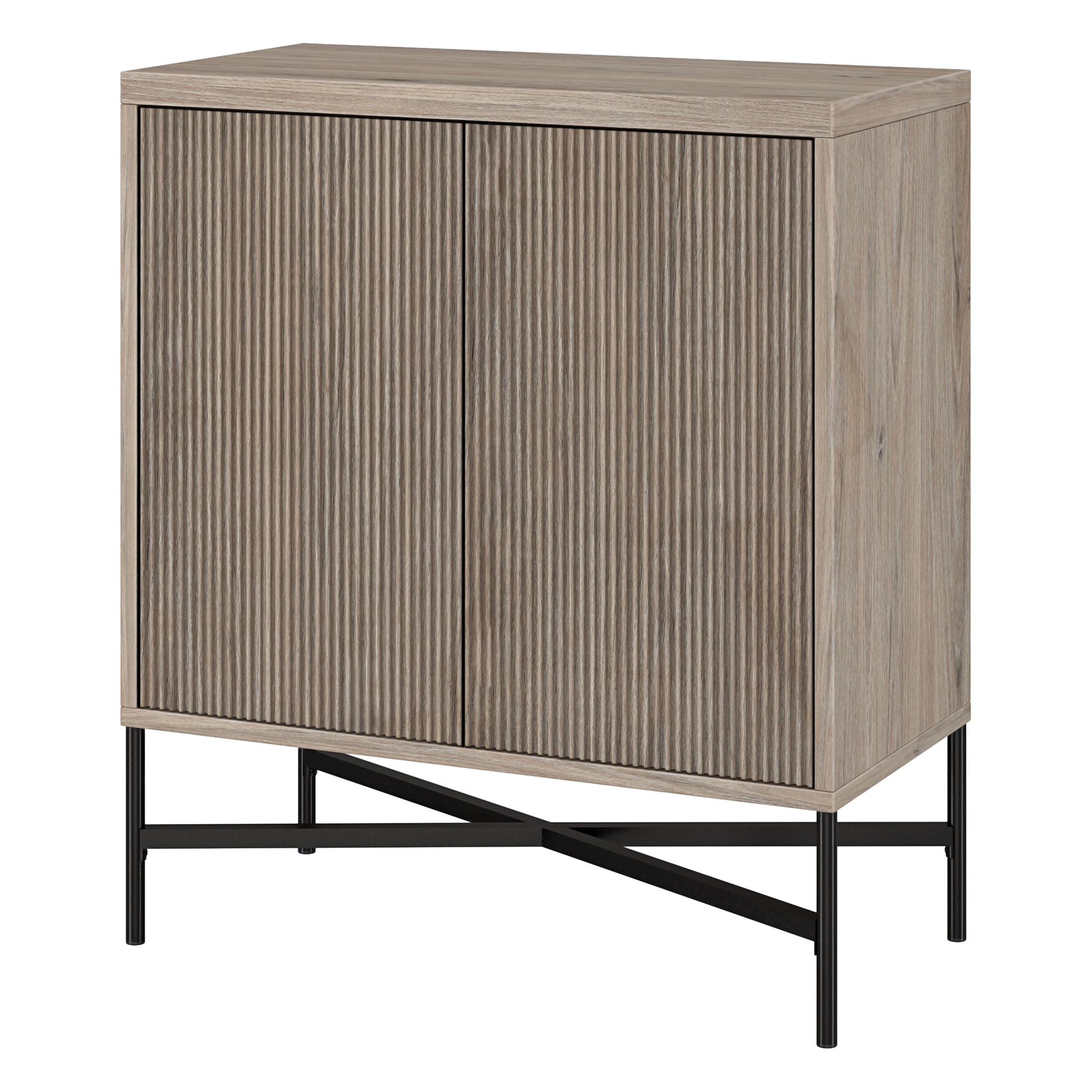 Evelyn&Zoe Brighton 28" Wide Rectangular Accent Cabinet, Antiqued Gray Oak