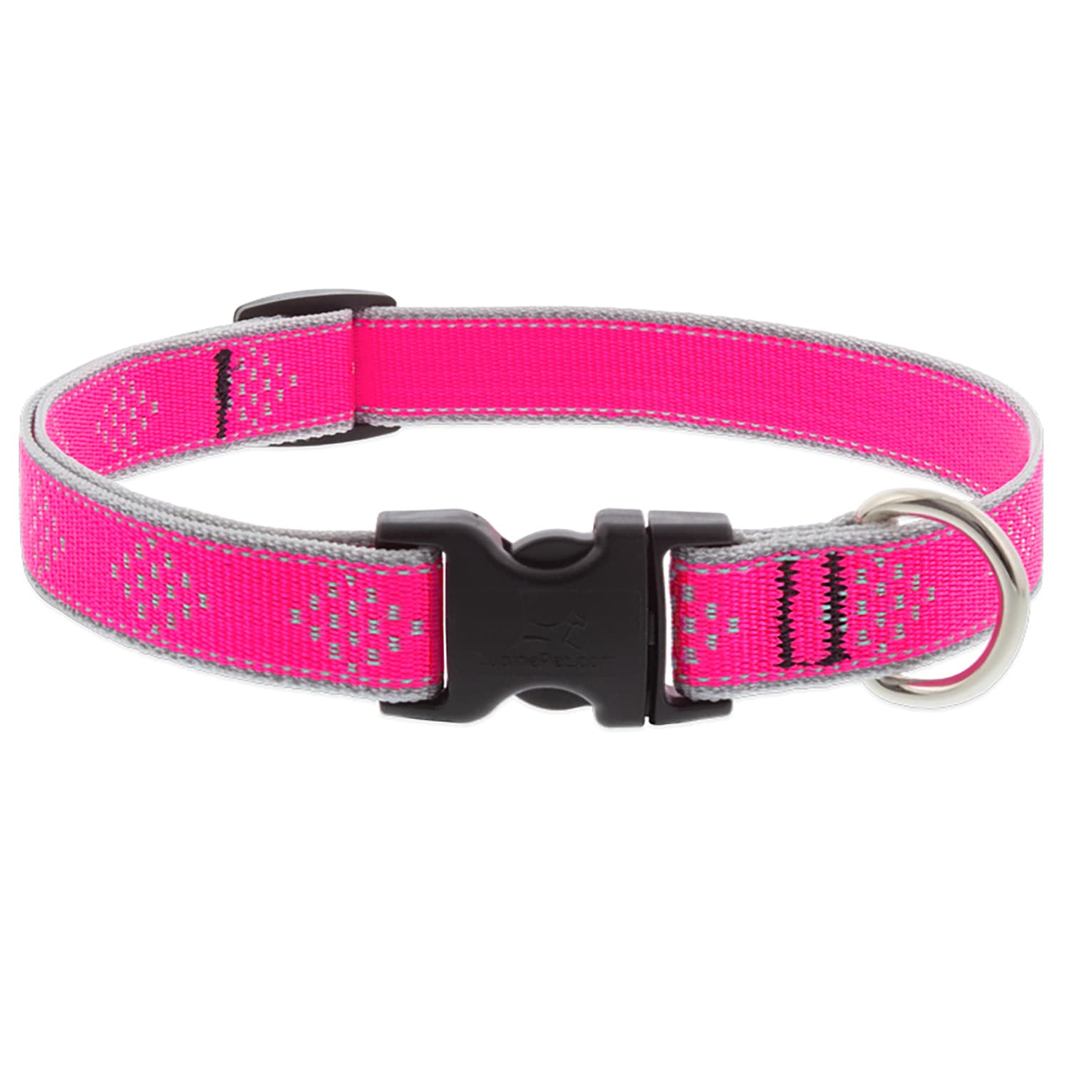 LupinePet  Reflective Pink Diamond Nylon Dog Adjustable Collar 1PK