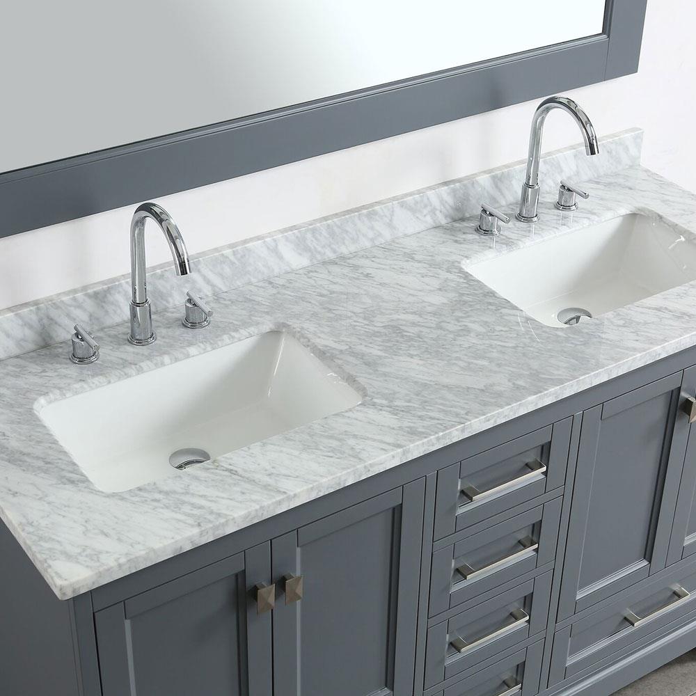 Design Element Omega 61-in Gray Undermount Double Sink Bathroom Vanity ...