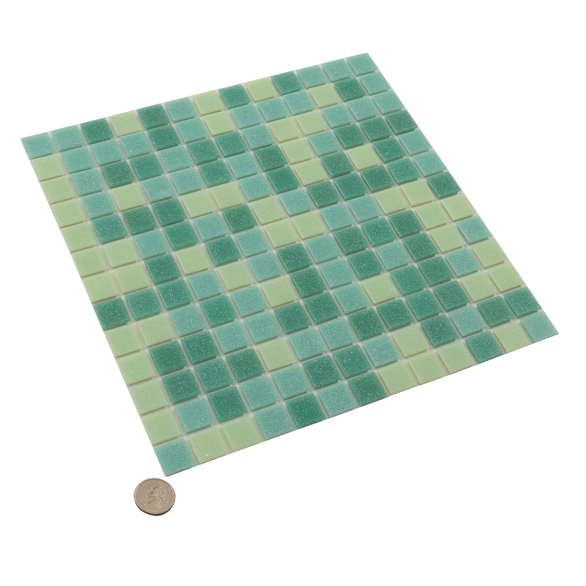 Mingles 12" x 12" Glossy Green Glass Mosaic Tile