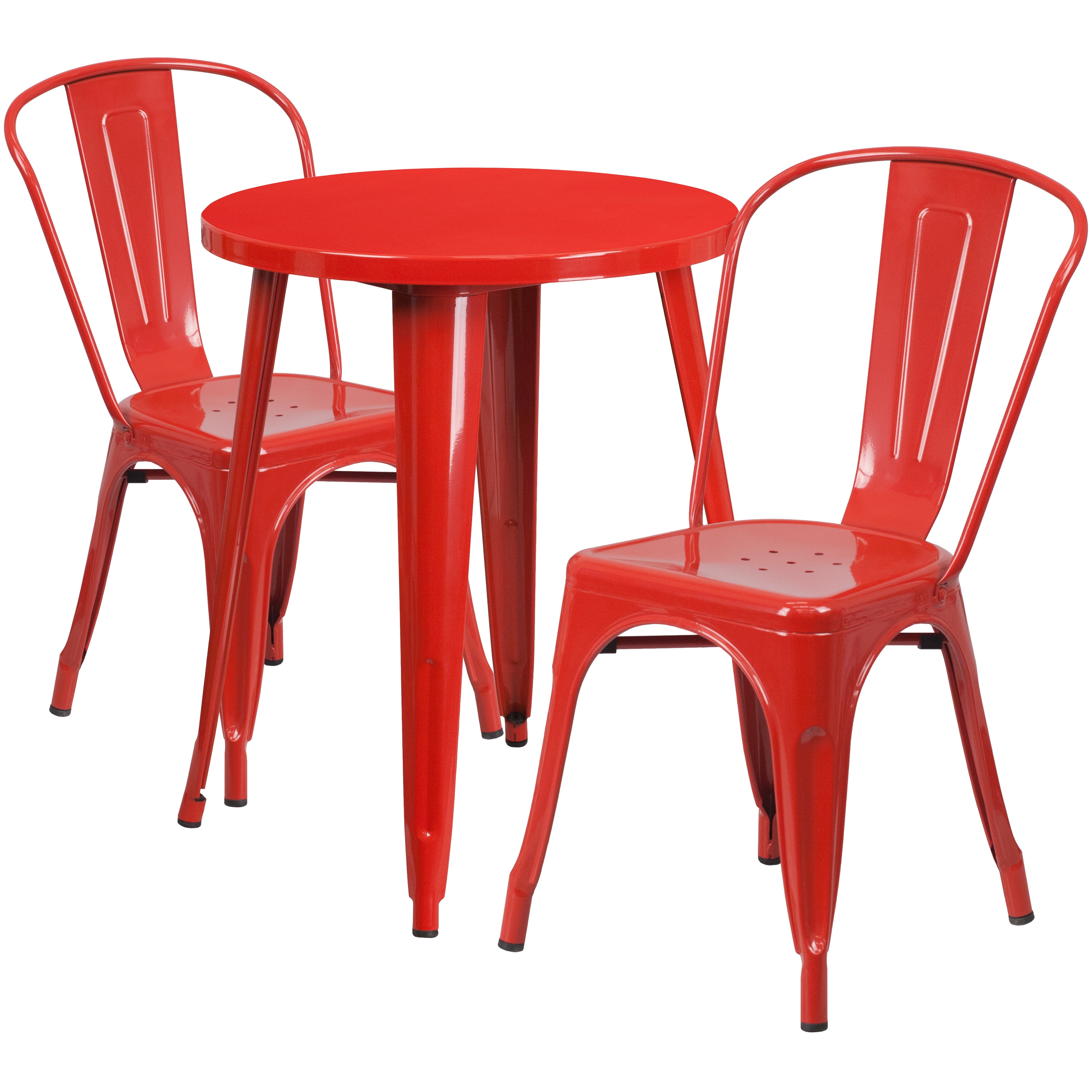 Flash Furniture 889142081760 Red Contemporary/Modern Dining Room Set with Round Table ( Seats 2 )