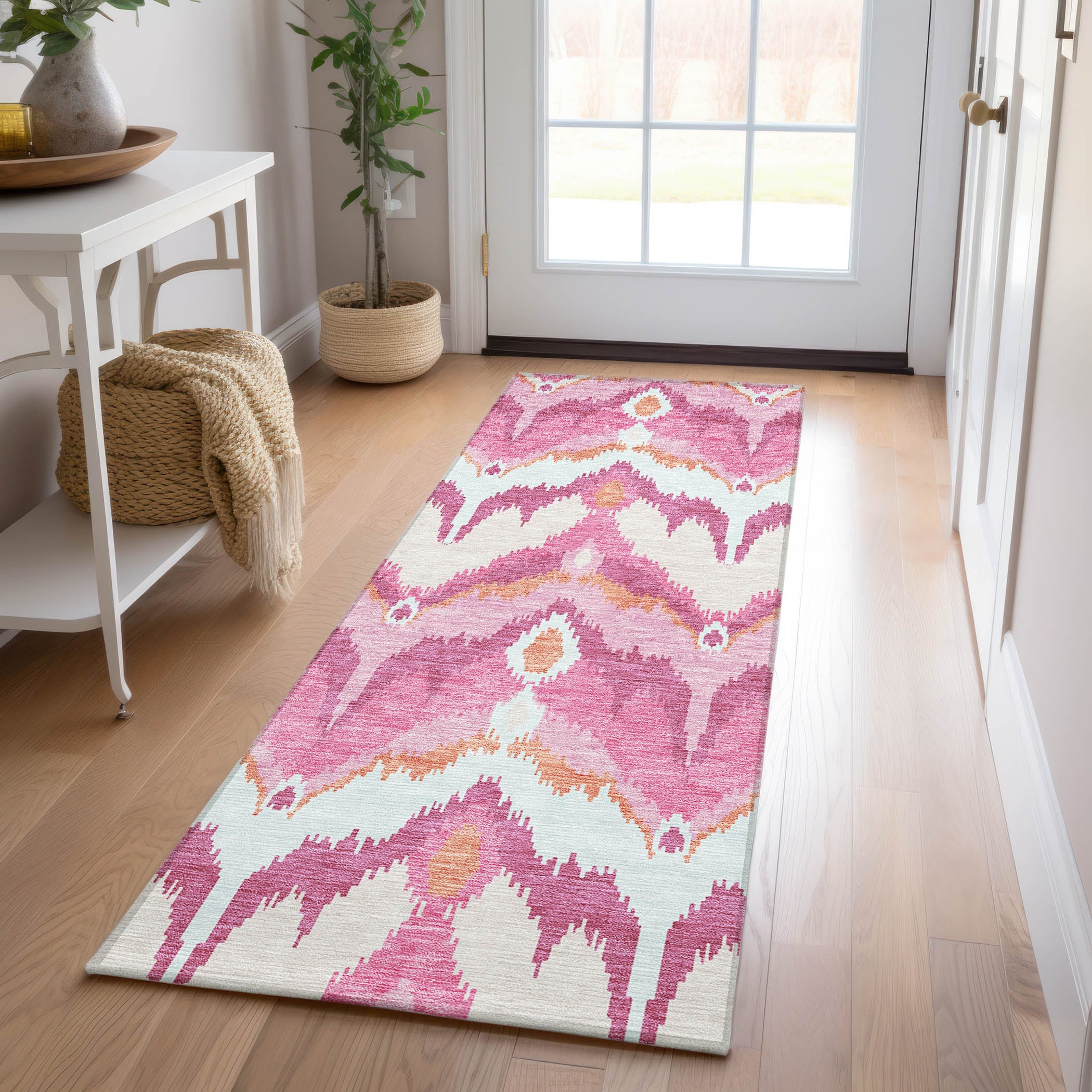 Addison Rugs ACN743PI2X8 Chantille ACN743PI 2 x 7 (ft) Polyester Pink Rectangular Indoor/Outdoor Geometric Machine washable Area rug