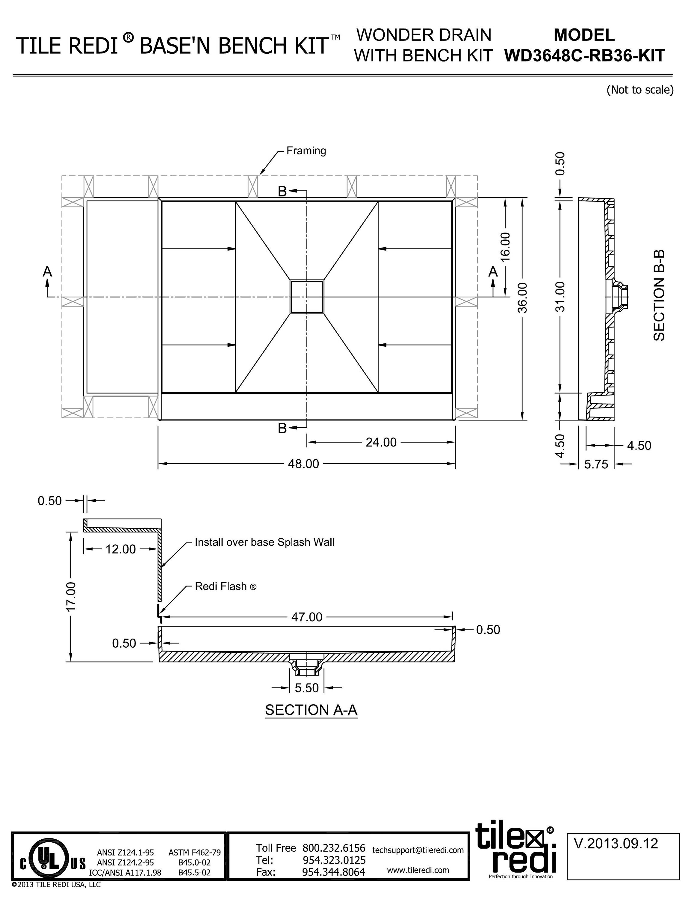 Tile Redi 36-in W x 60-in L x 17.75-in H Made For Tile Rectangle Shower ...