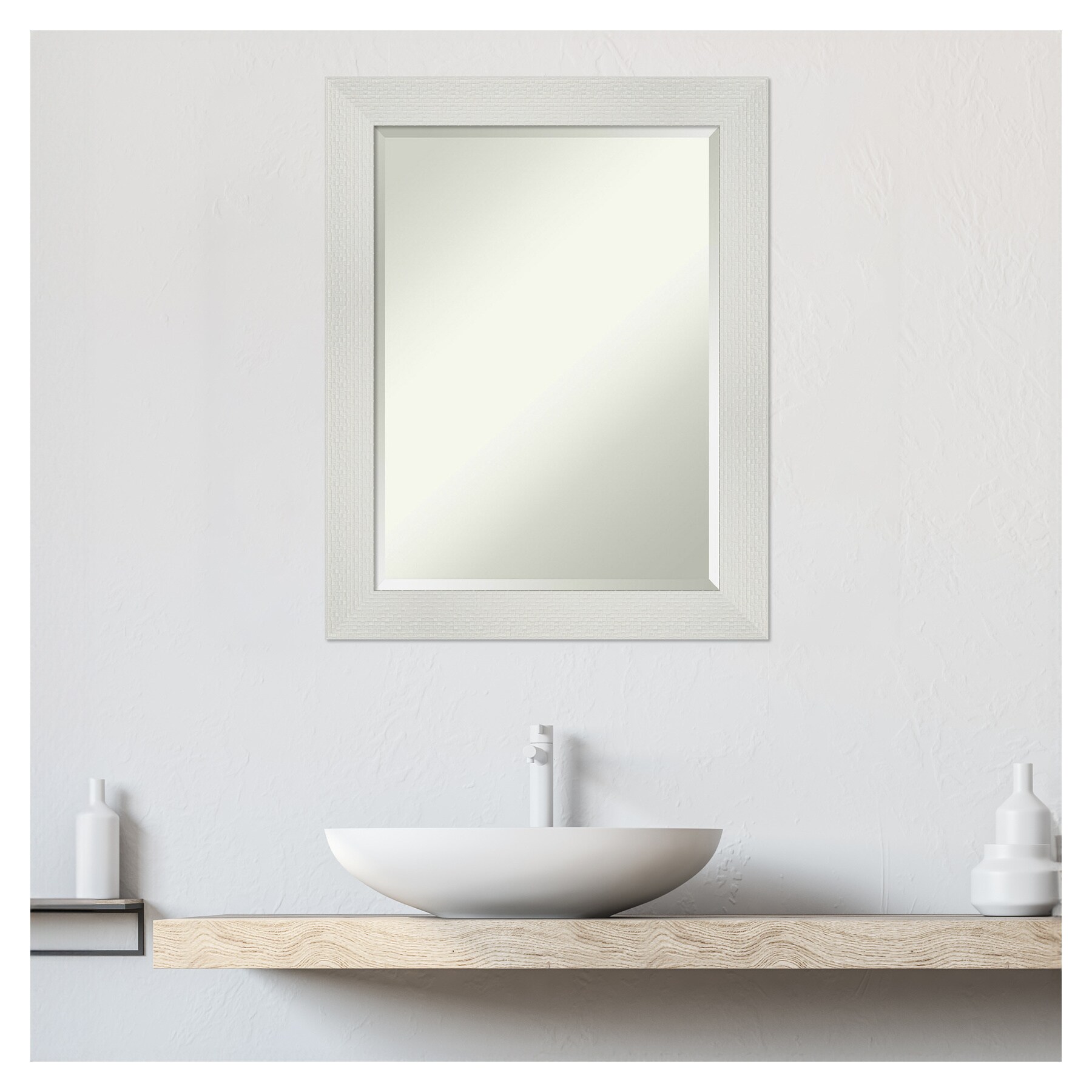 Amanti Art Mosaic White Frame 22.25-in x 28.25-in Bathroom Vanity ...