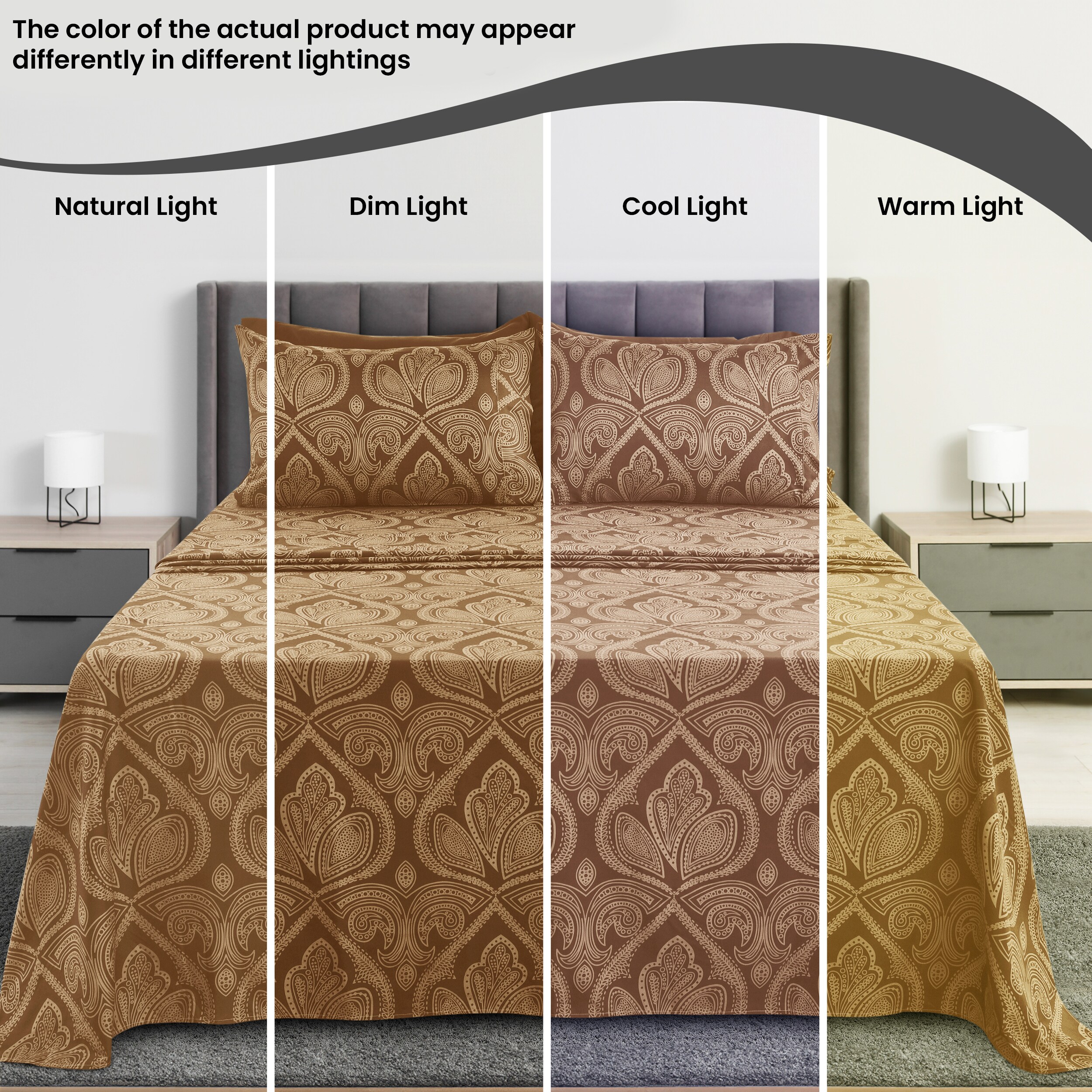Lux Decor Collection PAISLEY Q BROWN Sheet-Sets - View #6