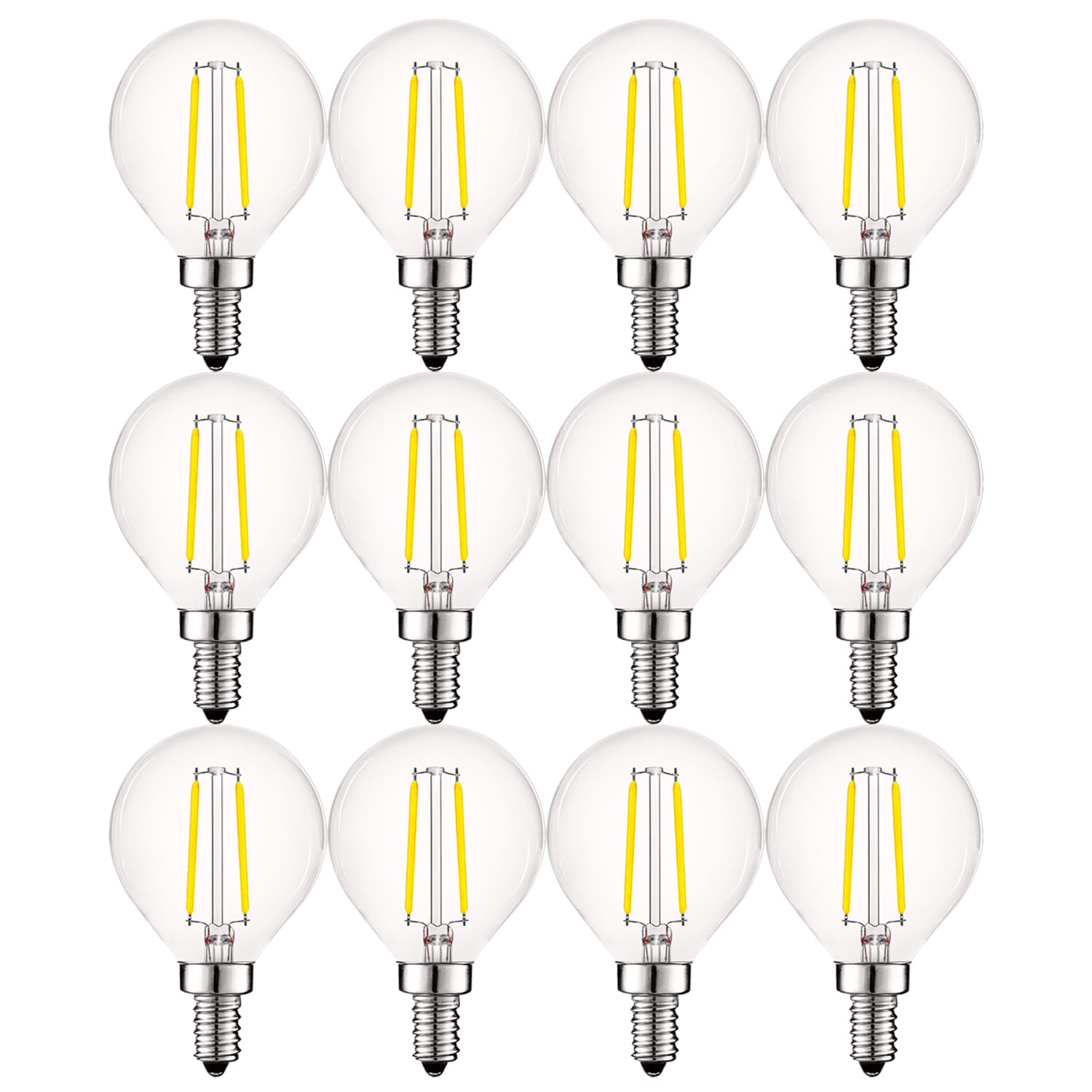 Luxrite LR21611-12PK 40 -Watt EQ G16.5 Bright white Candelabra base (E-12) Dimmable LED Decorative Light Bulb 12 -Pack