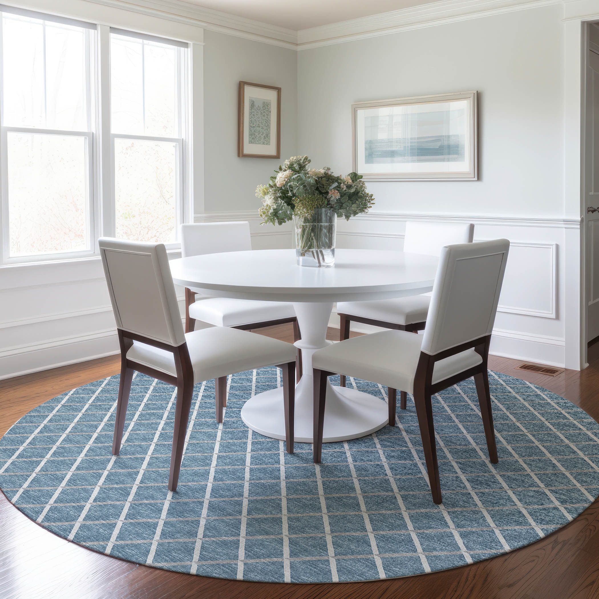 Addison Rugs AMF140SK8RO Mayfield AMF140SK 8 x 8 (ft) Loomed Polyester Sky Round Indoor Geometric Machine washable Area rug