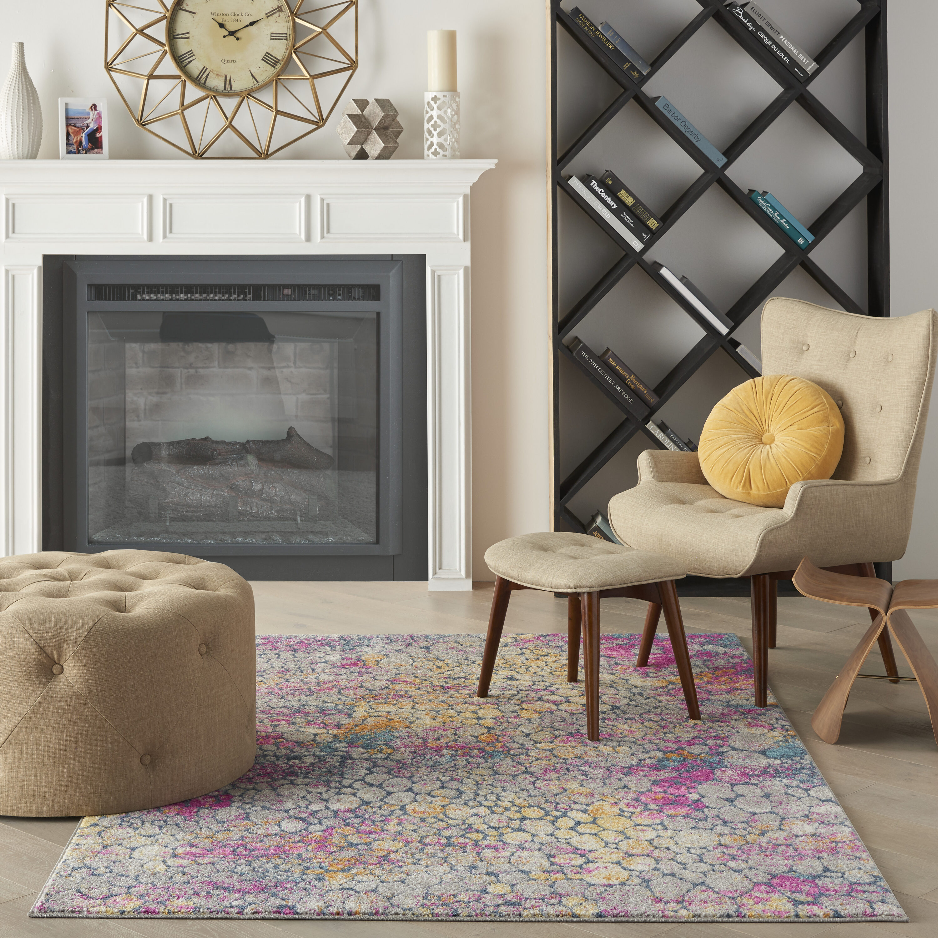 Nourison 99446779922 Passion 4 x 6 (ft) Loomed Polypropylene Yellow multi Rectangular Indoor Abstract Area rug