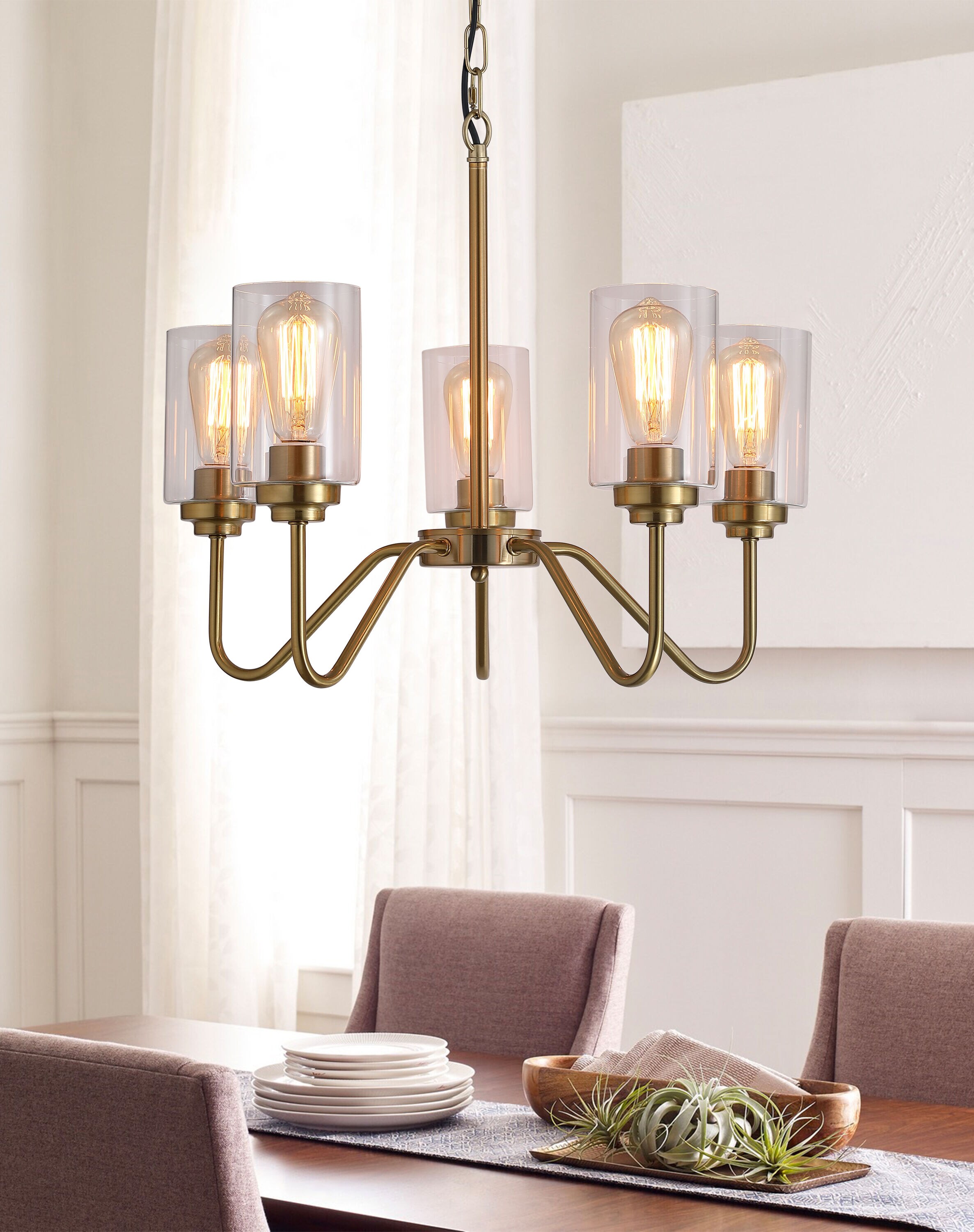 Choseal 5-Light Contemporary Chandeliers Gold Modern Light