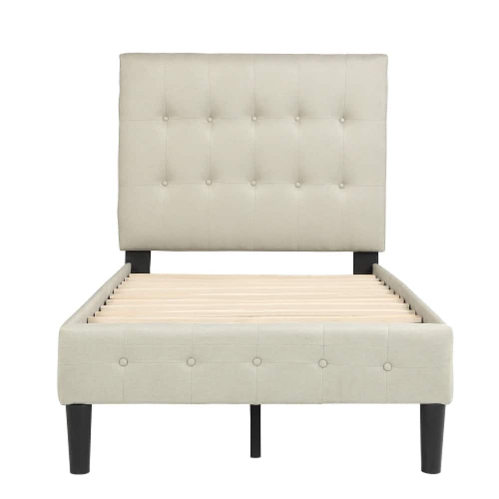 CASAINC LY-WF059AAA Beige Twin Upholstered Platform Bed