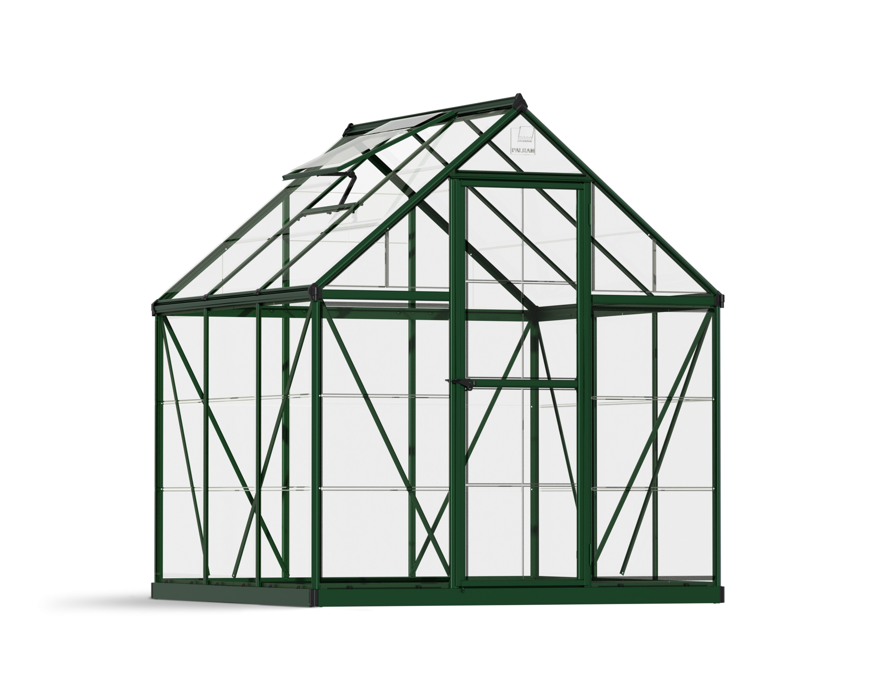 Canopia by Palram 706772 Harmony 6-ft L x 6-ft W x 6.825-ft H Green Frame/Clear Panels Greenhouse Kit