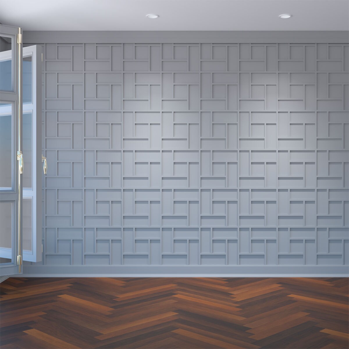 Ekena Millwork WALP16X16SHF 15-3/8-in x 15-3/8-in Smooth Paintable/Stainable White PVC Fretwork Wall Panel ( 1.64-sq ft )