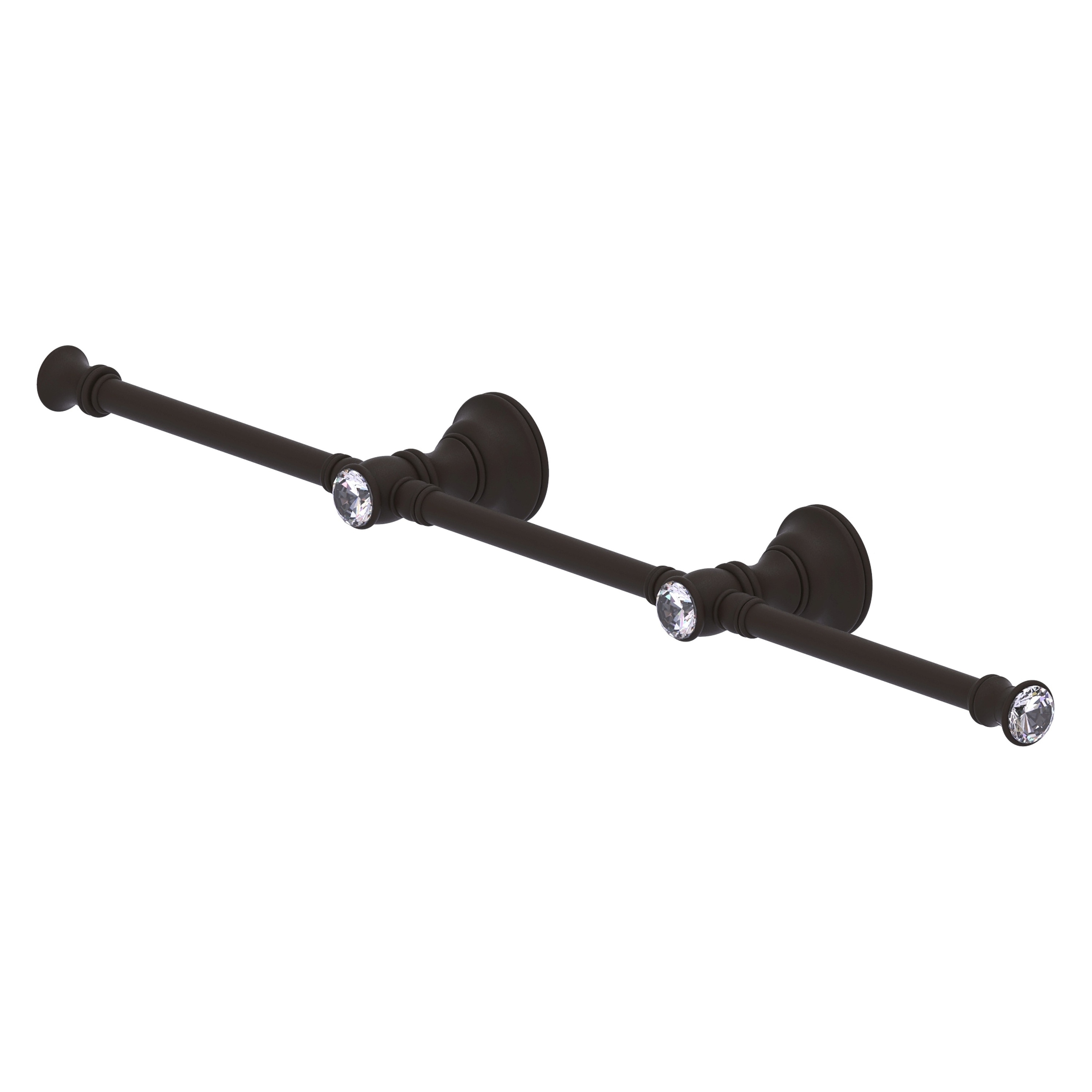 Allied Brass CC-HTB-3-ORB Carolina Crystal 22-in double Oil Rubbed Bronze Wall mount Double Towel Bar