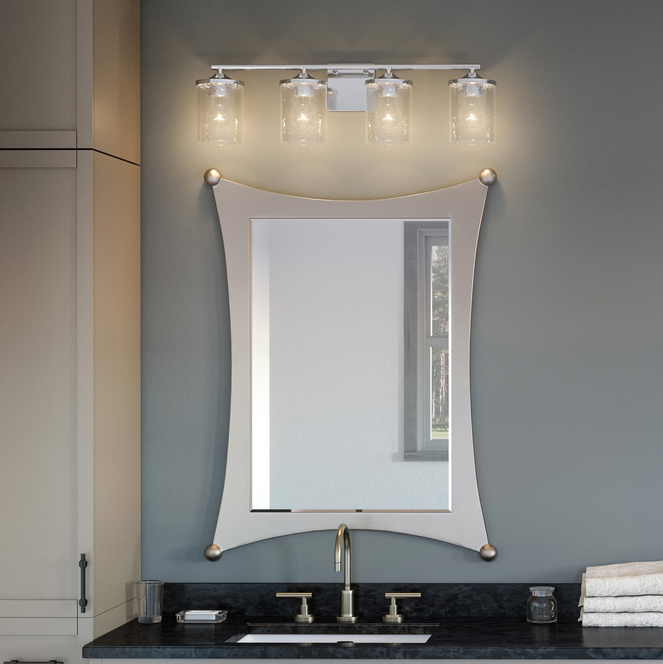 Quoizel ABR8628C Abner 28-in 4-Light Polished Chrome Transitional Vanity Light