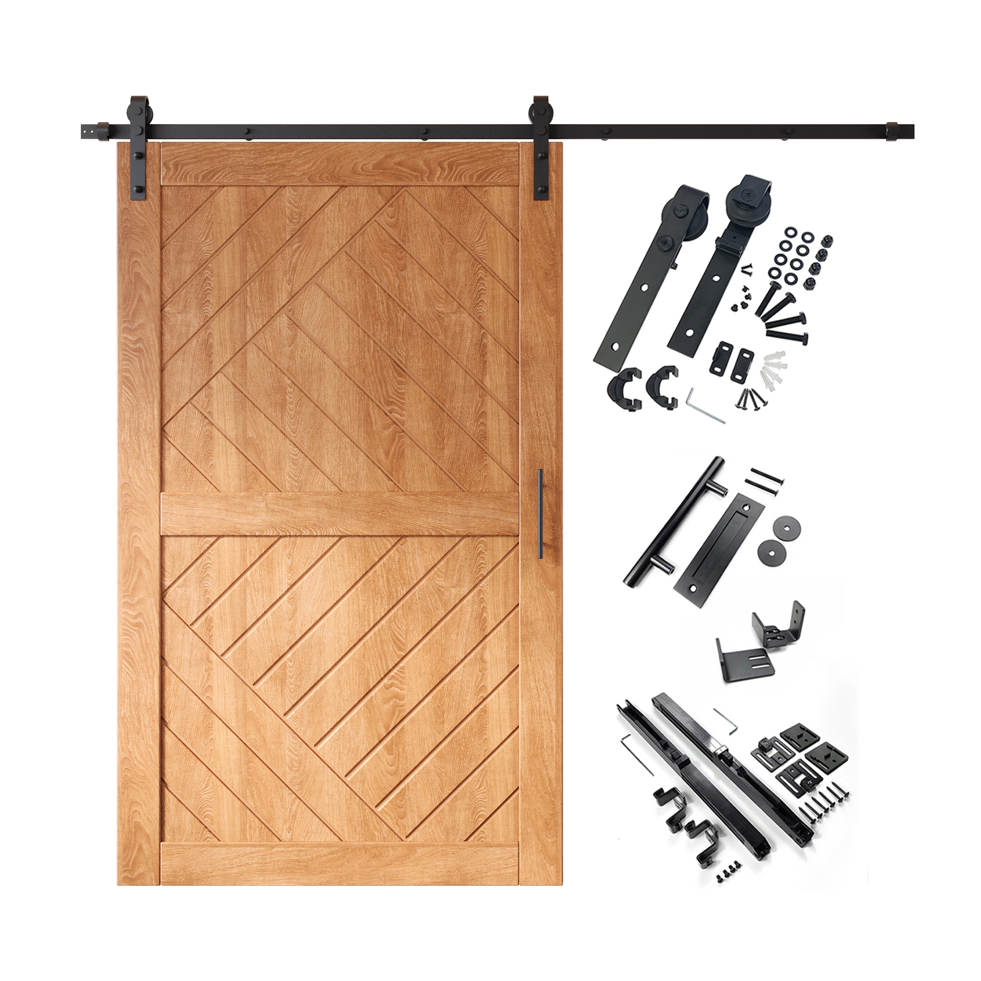 HOMACER Pine Wood Solid Core Double Barn Door with Hardware Included