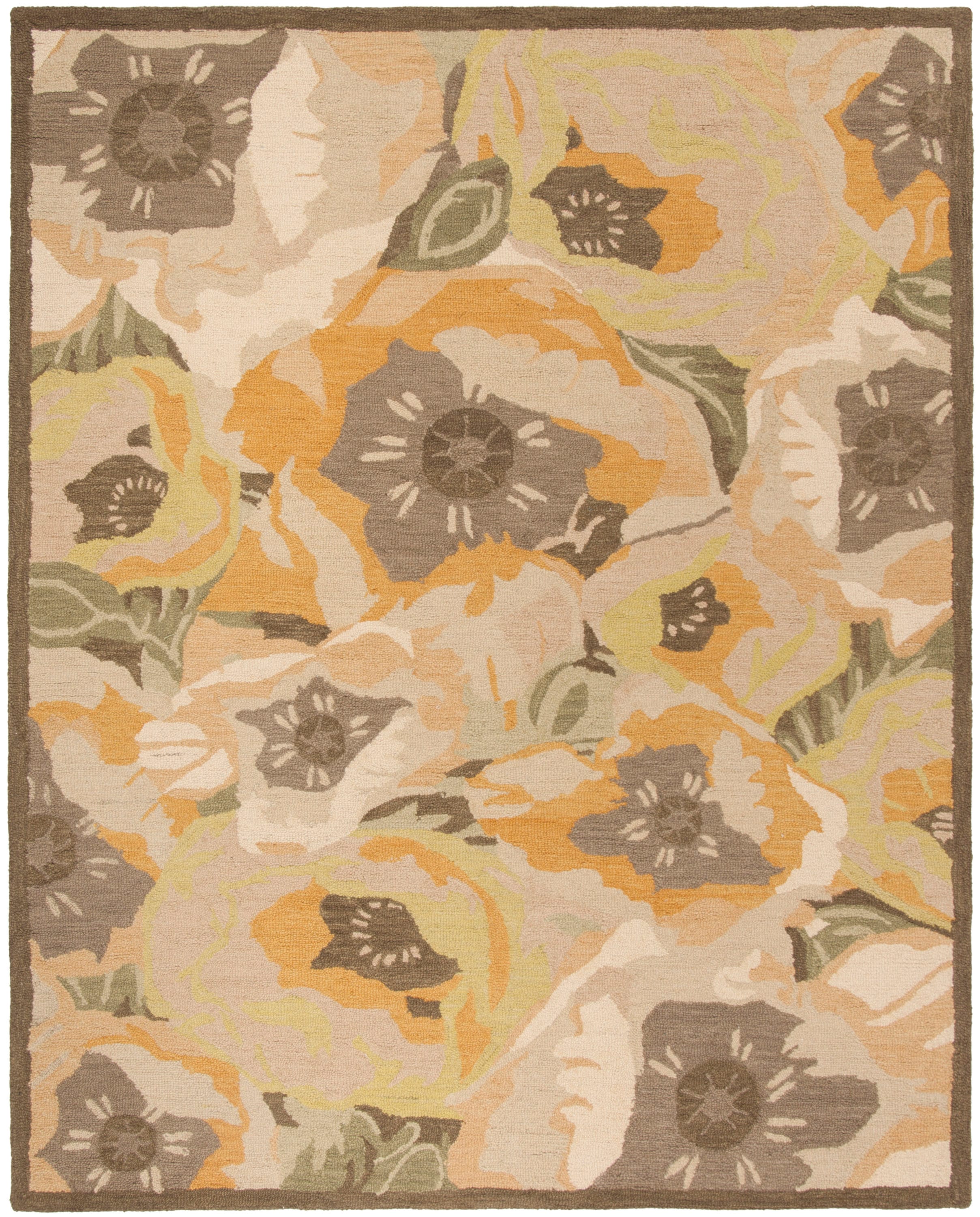 Martha Stewart MSR4872C-9 Poppy 9 x 12 (ft) Tufted Wool Gold Rectangular Indoor Floral/Botanical Farmhouse/Cottage Area rug
