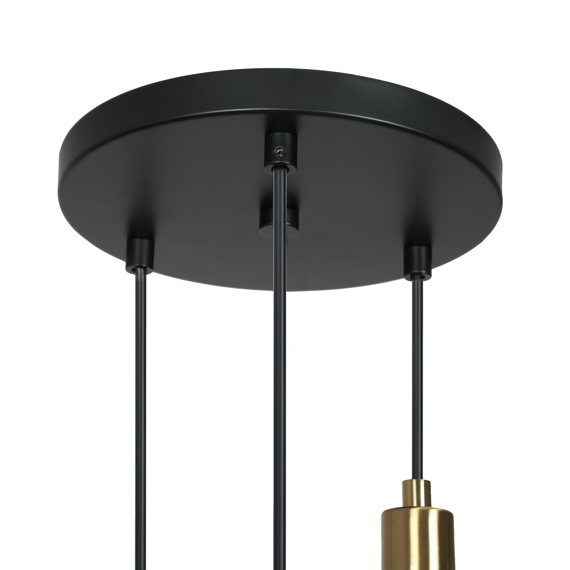 ZEVNI L3QZBAZJW4579SG7 Credo 3-Light Matte Black and Gold with Seeded Glass LED Flush Mount Light