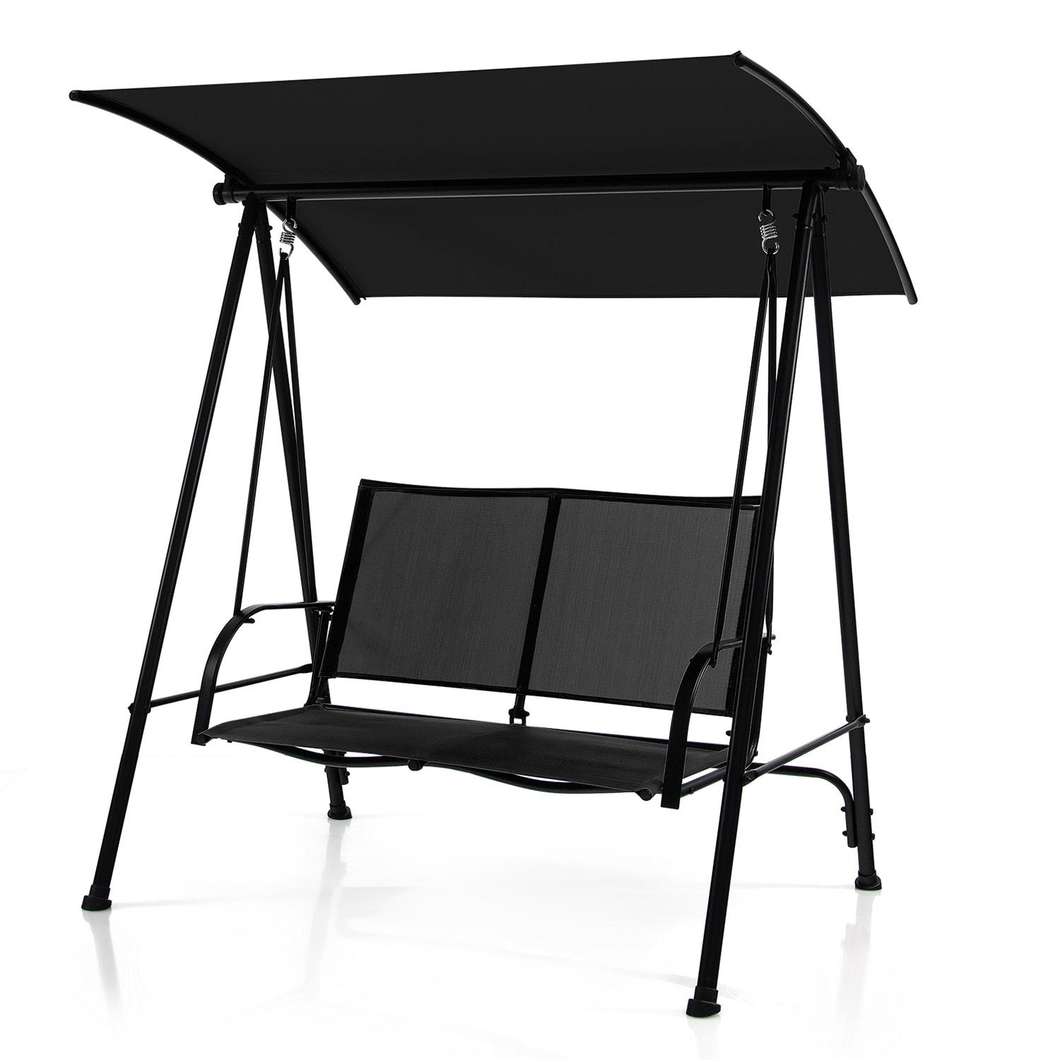 WELLFOR TDG10403DK 2 -person Black Steel Outdoor Swing