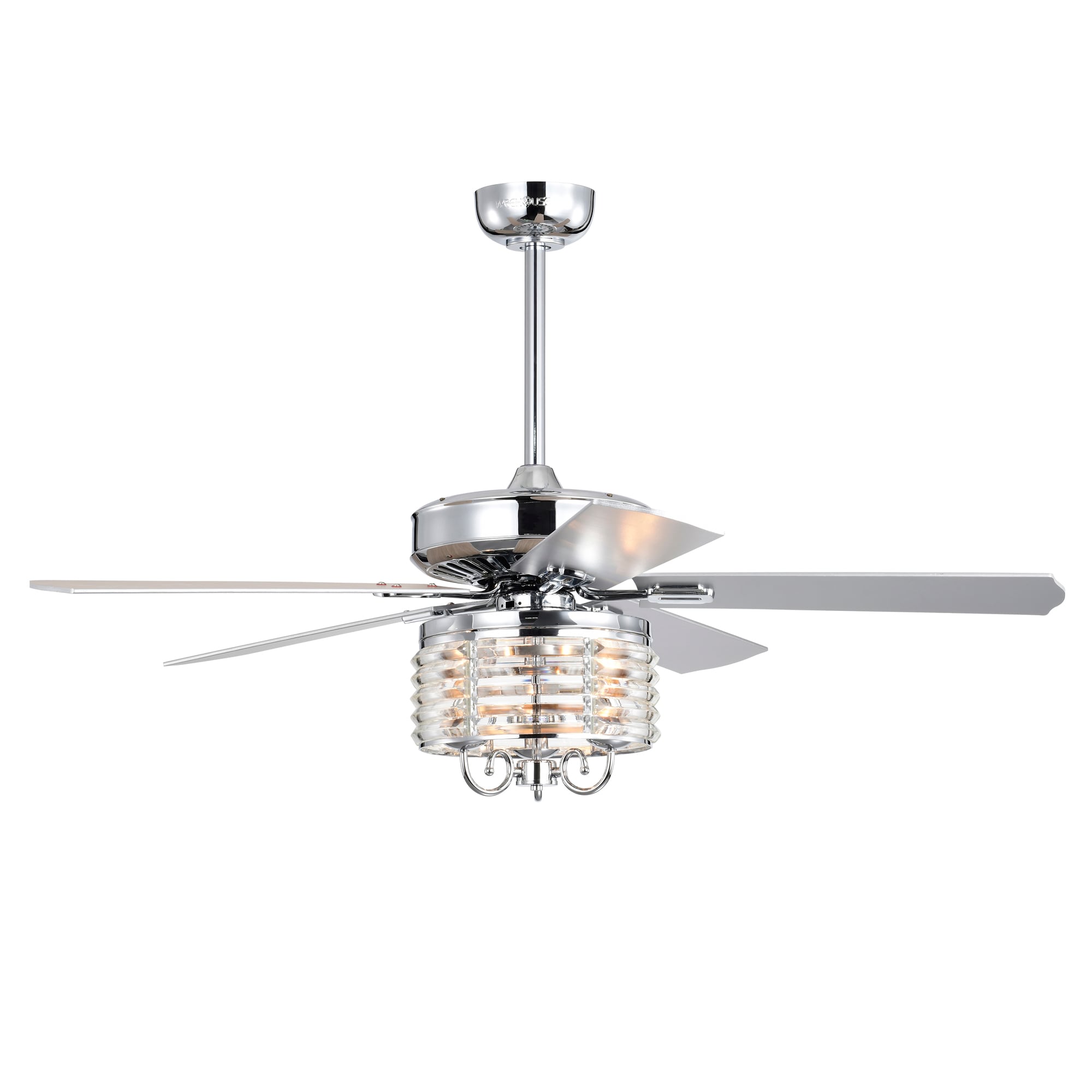 Home Accessories Inc AL01P05CH 51.97-in Chrome with Chrome Blades Ceiling Fan With Light - Remote Included ( 5 -Blade )