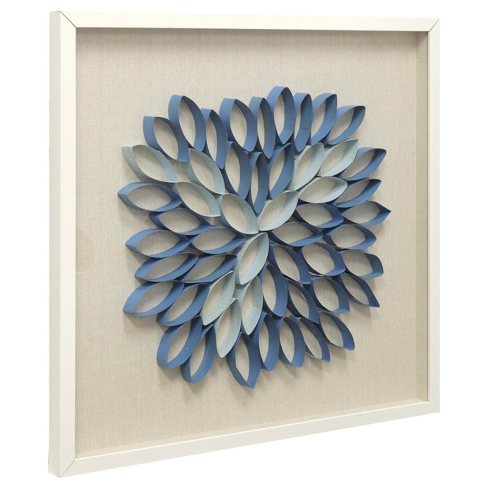 StyleCraft Home Collection WI12090DS Blue Lotus White Wood Framed 23.6-in H x 23.6-in W Abstract Paper Print