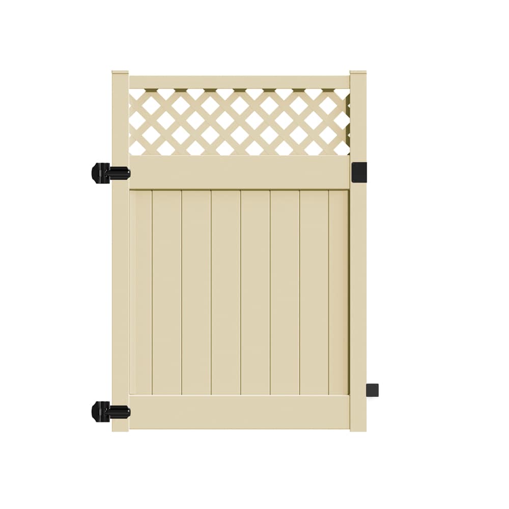 Freedom 73025160 Conway 6-ft H x 5-ft W Sand Vinyl Lattice-top Fence gate (Unassembled)