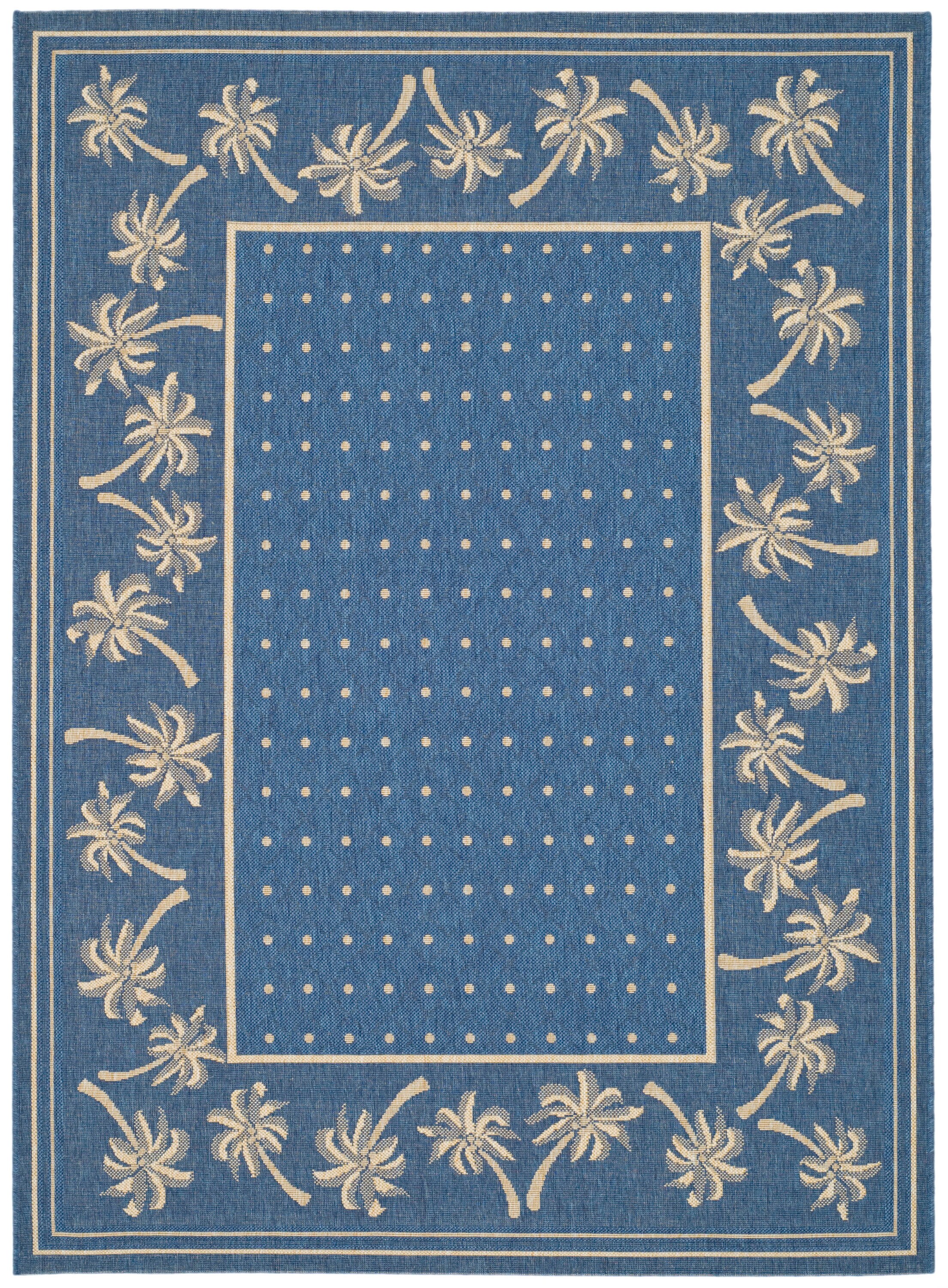 Safavieh CY5148C-6 Courtyard Anbang 7 x 10 (ft) Loomed Polypropylene Blue/Ivory Rectangular Indoor/Outdoor Floral/Botanical Coastal Area rug