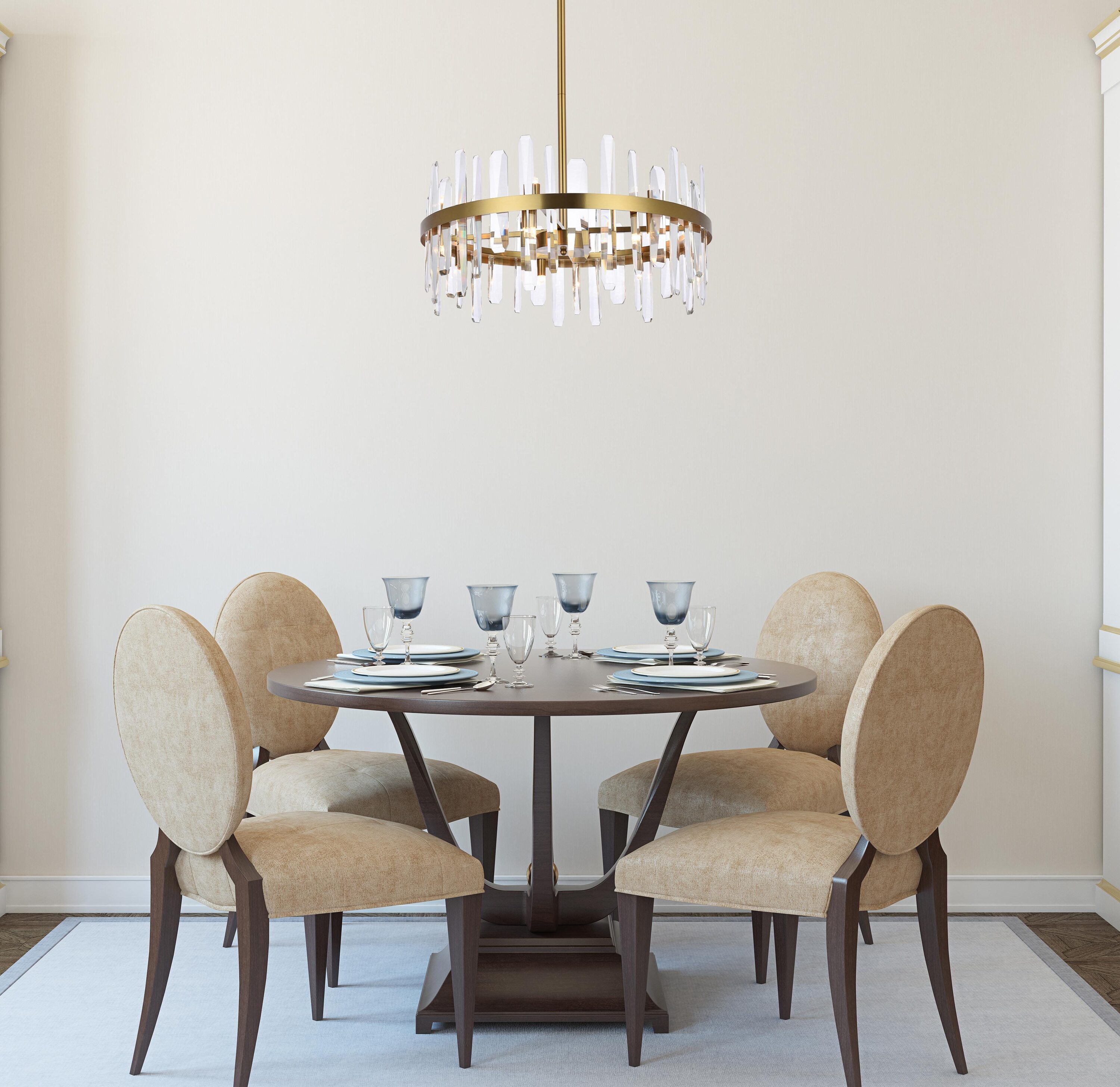 Satin Gold Crystal 14-Light Pendant Chandelier