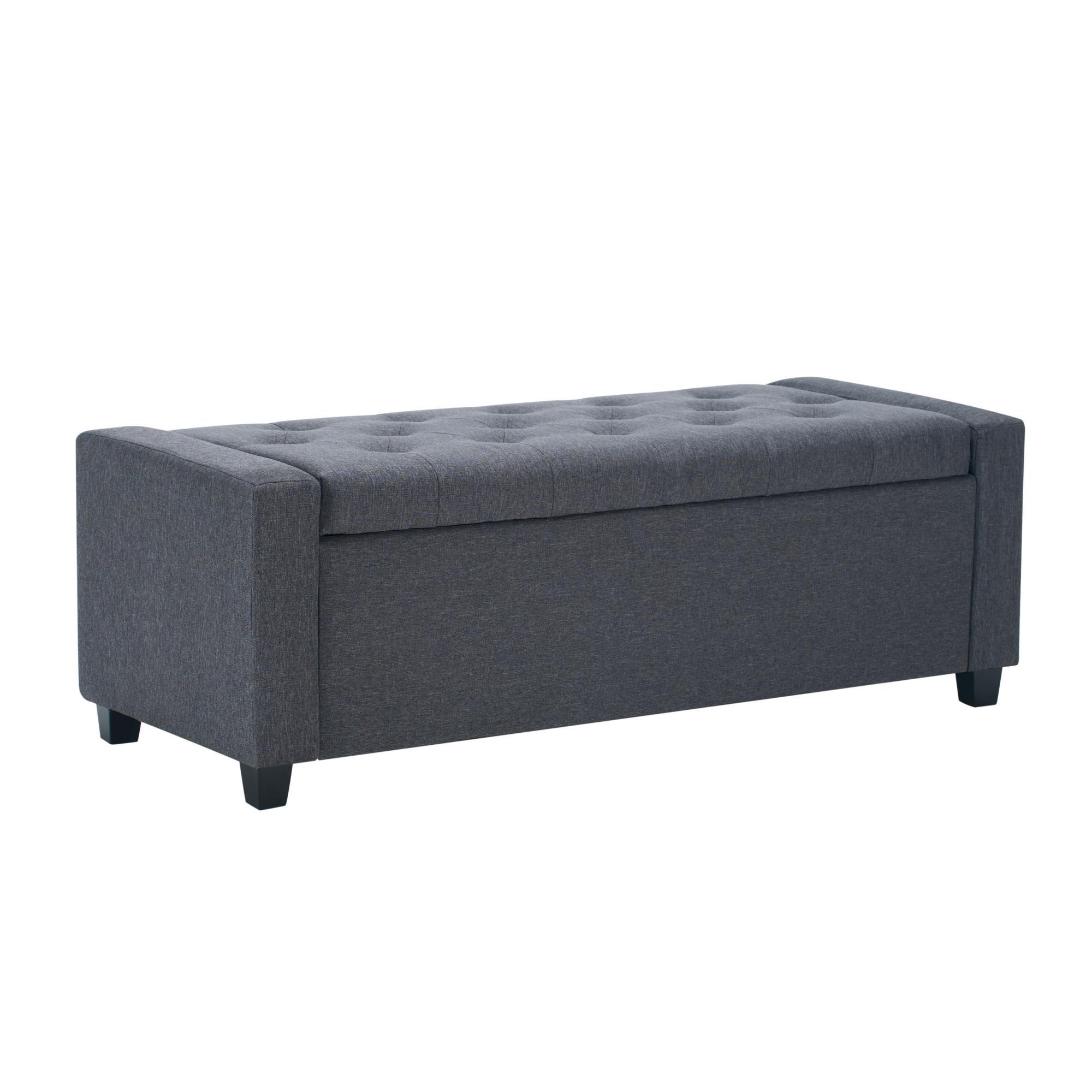 Bybafun - Casual Gray Storage Bench with Storage 48.4-in x 19.7-in x 16.6-in