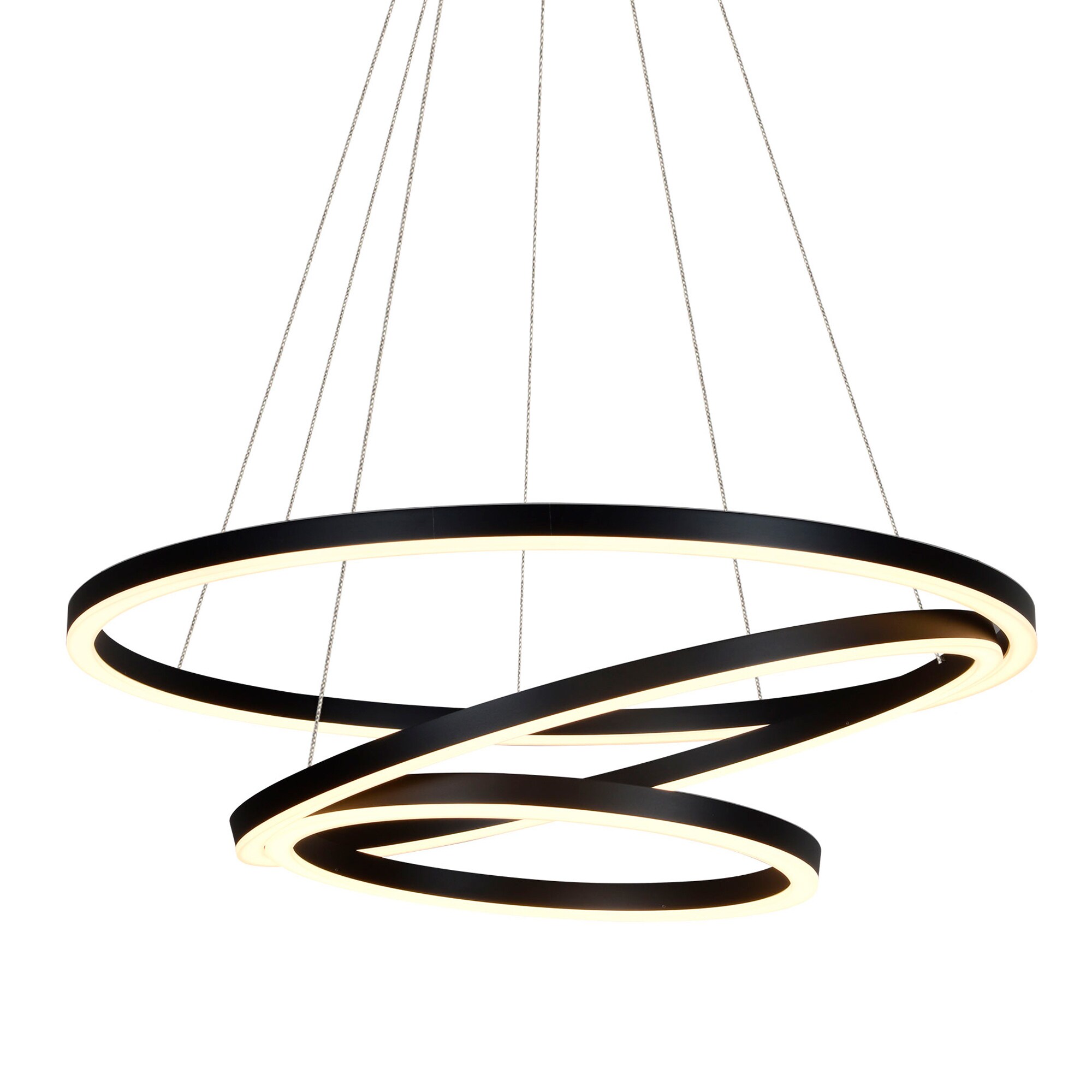 Tania Trio 32" Black Modern Adjustable Circular LED Chandelier