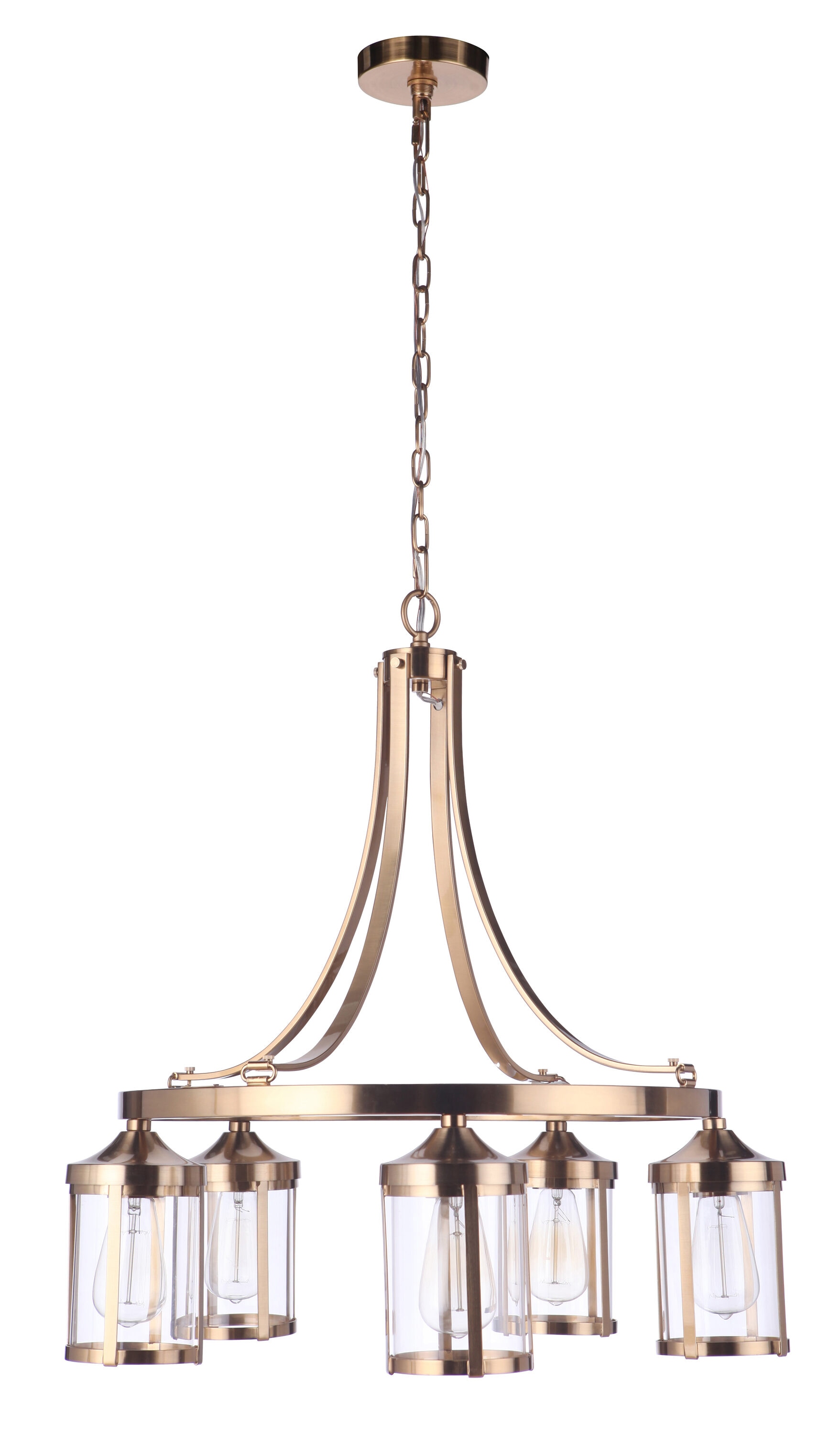 Craftmade 55325-SB Elliot 5 -Light Satin Brass Transitional For Use in Bathrooms, Bedrooms, Dining Rooms, Foyers, Kitchens, Living Rooms Chandelier